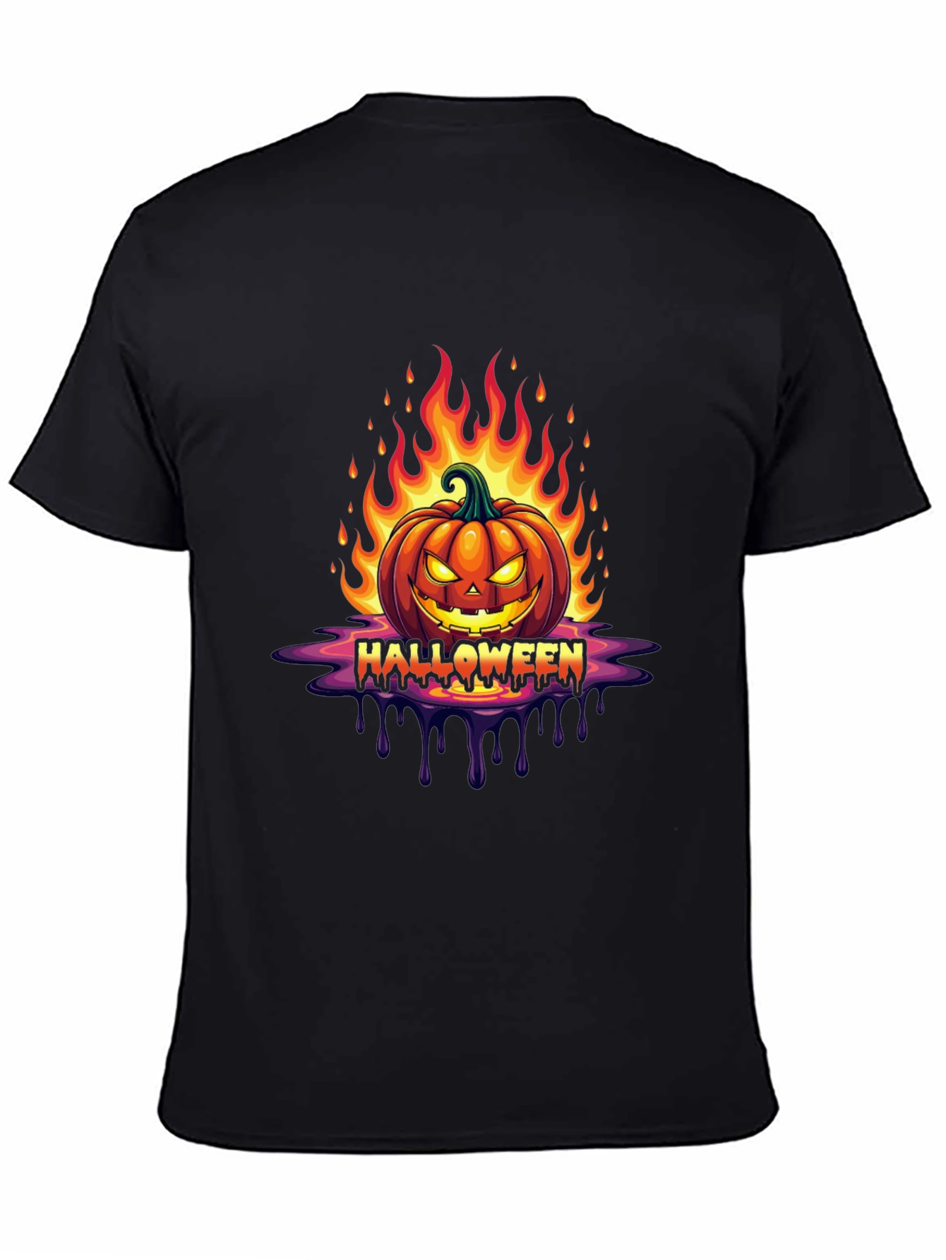 Camiseta Halloween Calabaza en Llamas
