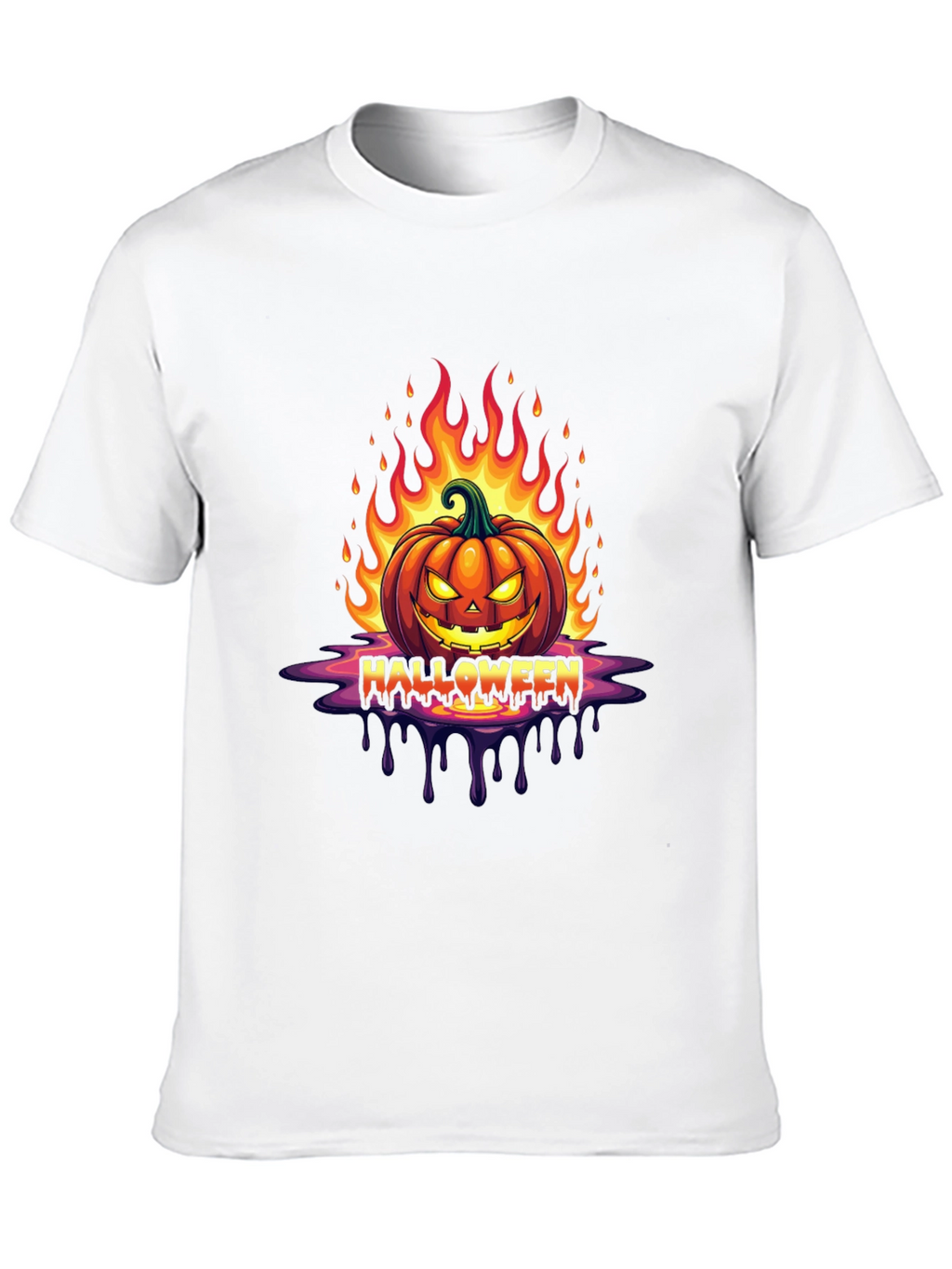 Camiseta Halloween Calabaza en Llamas