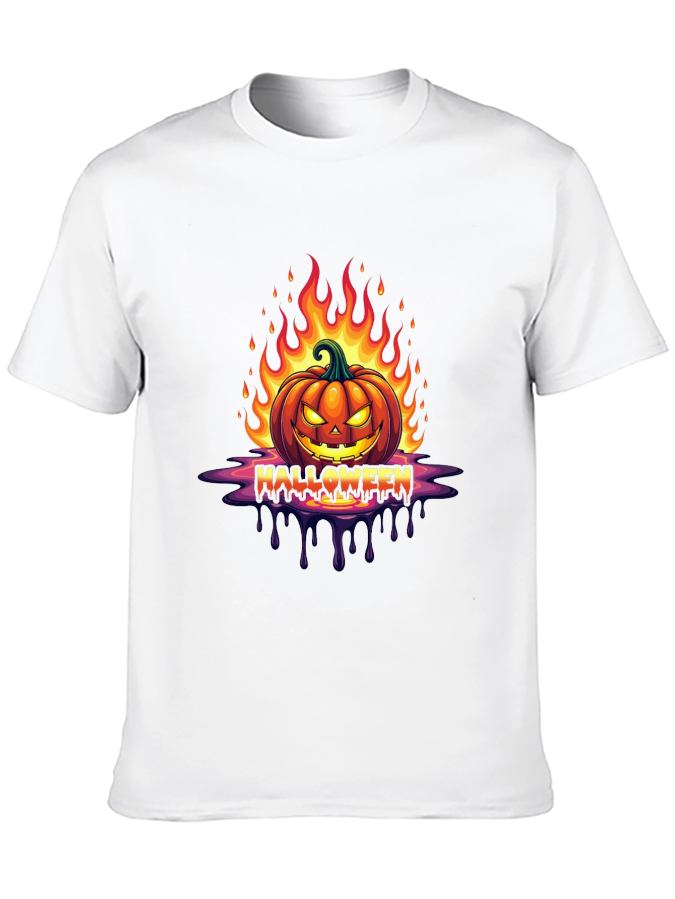 Camiseta Halloween Calabaza en Llamas