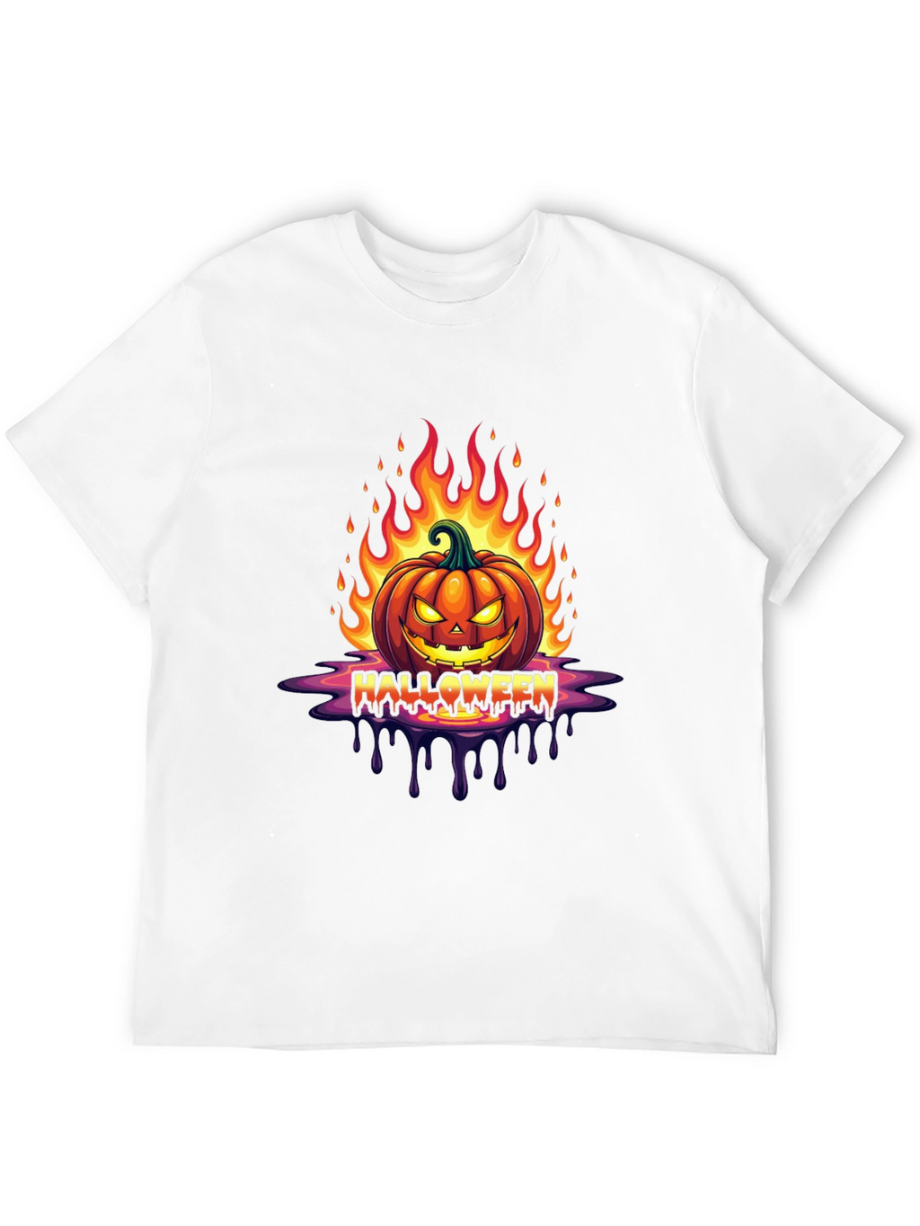 Camiseta Halloween Calabaza en Llamas