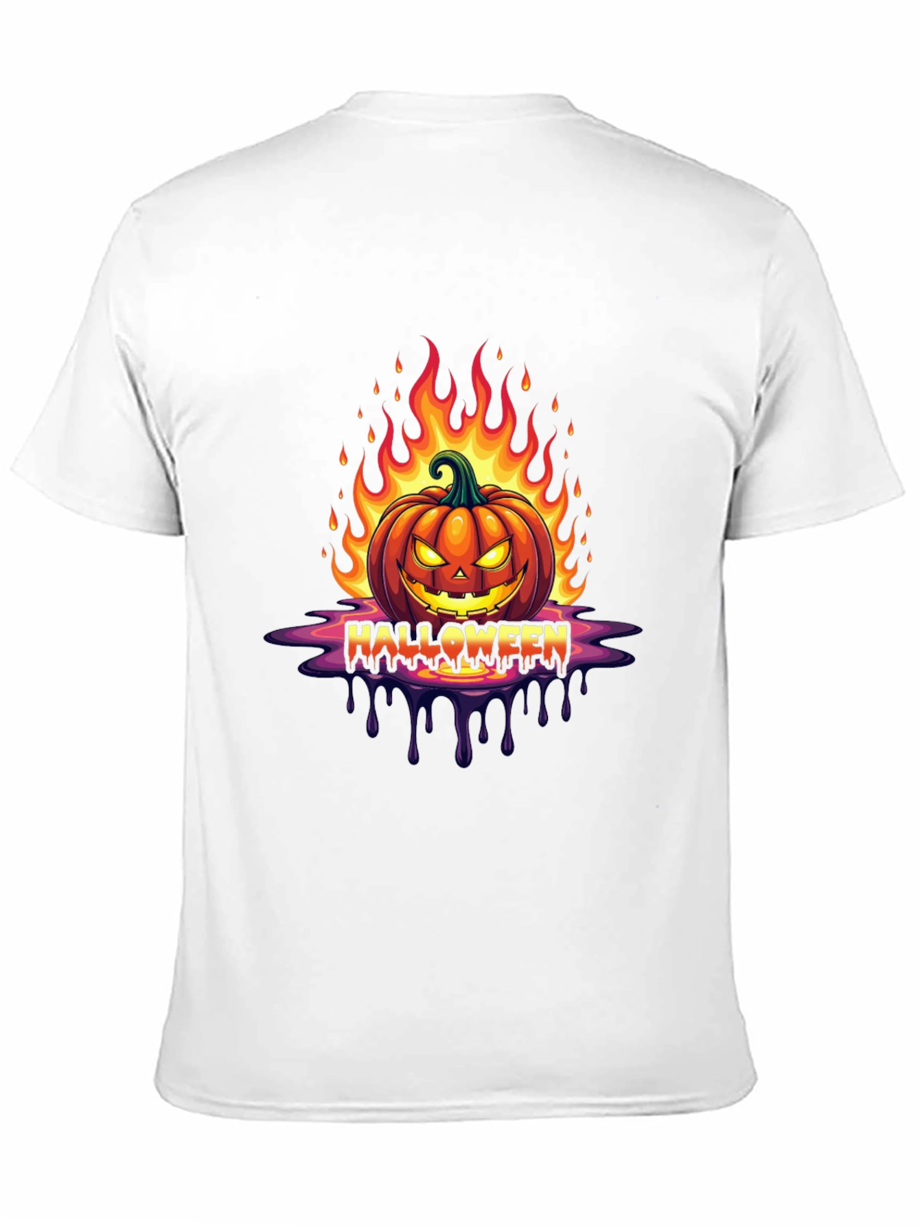 Camiseta Halloween Calabaza en Llamas