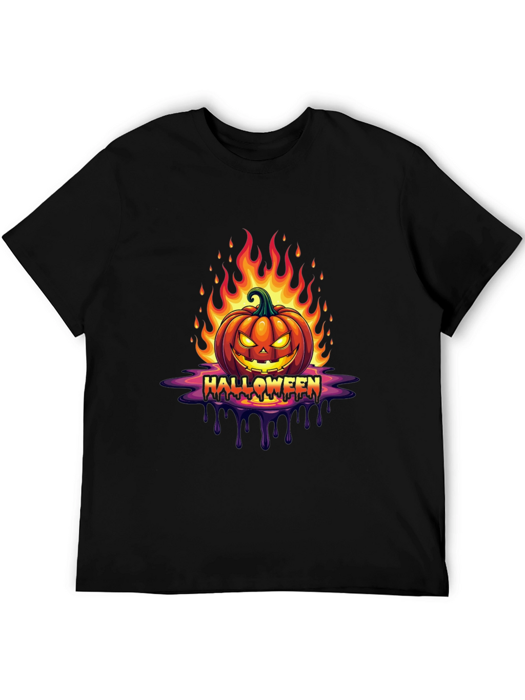 Camiseta Halloween Calabaza en Llamas