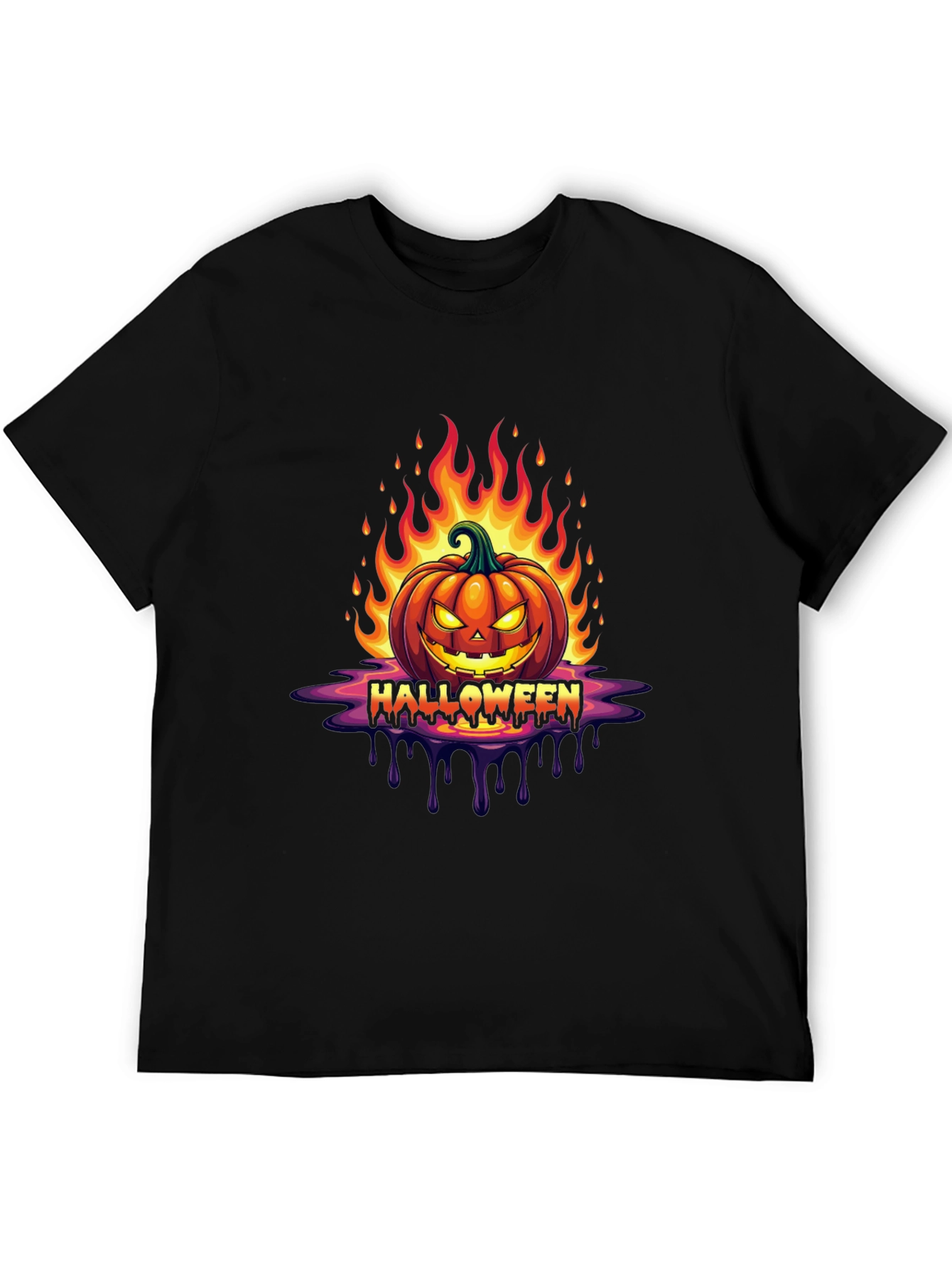Camiseta Halloween Calabaza en Llamas