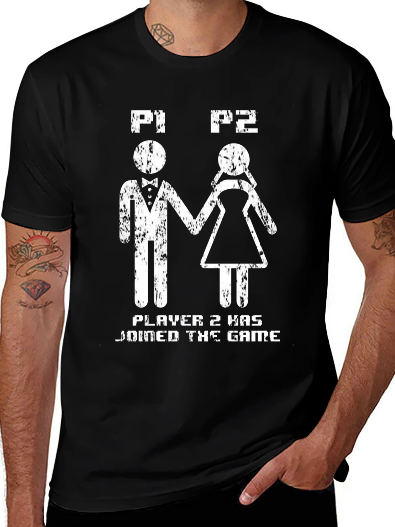 Camiseta Divertida Player 1 & 2 para Parejas Gamer