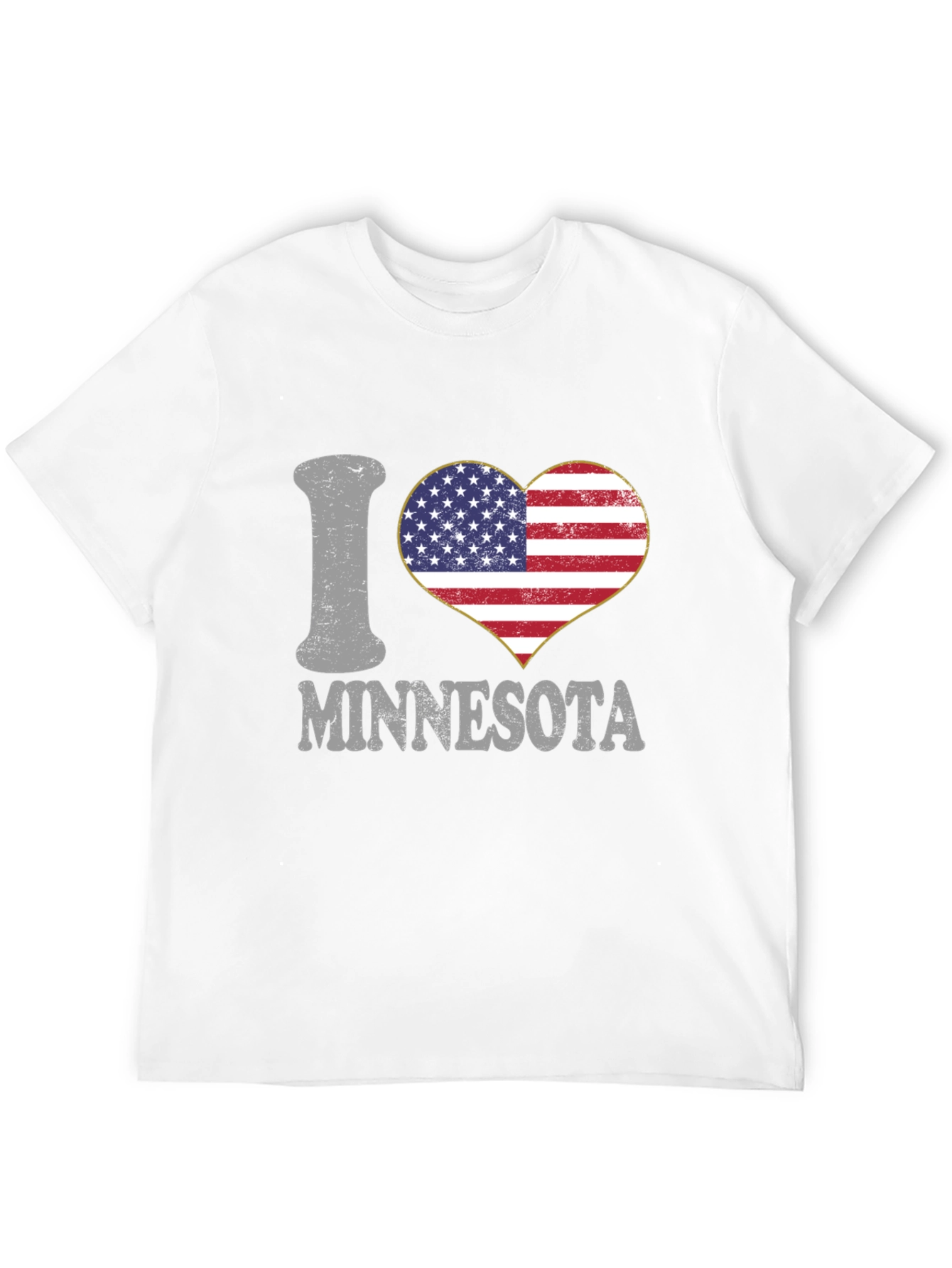 Camiseta Negra Amo Minnesota Corazón Bandera USA