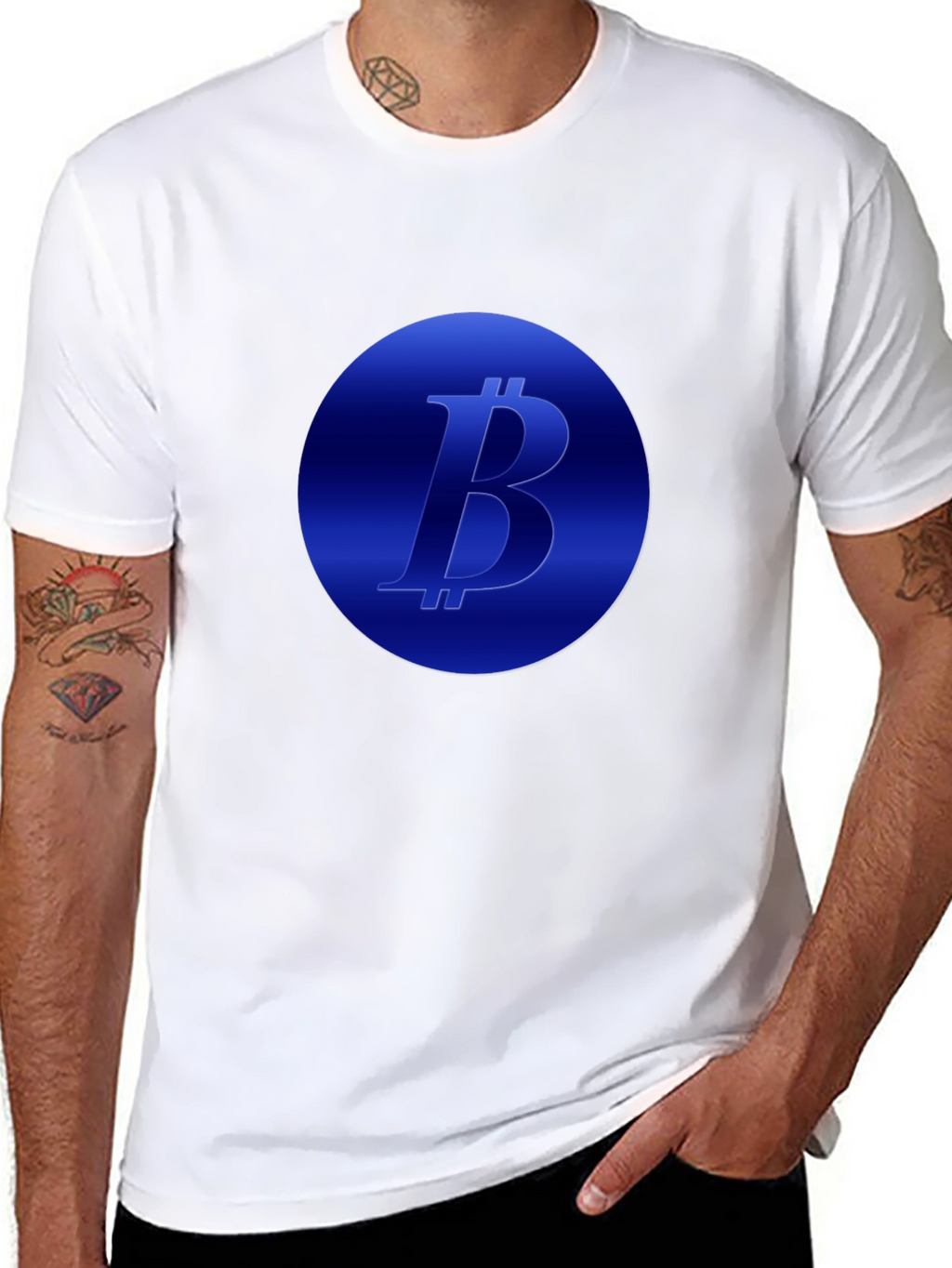 Camiseta Negra Bitcoin Diseño Circular Azul