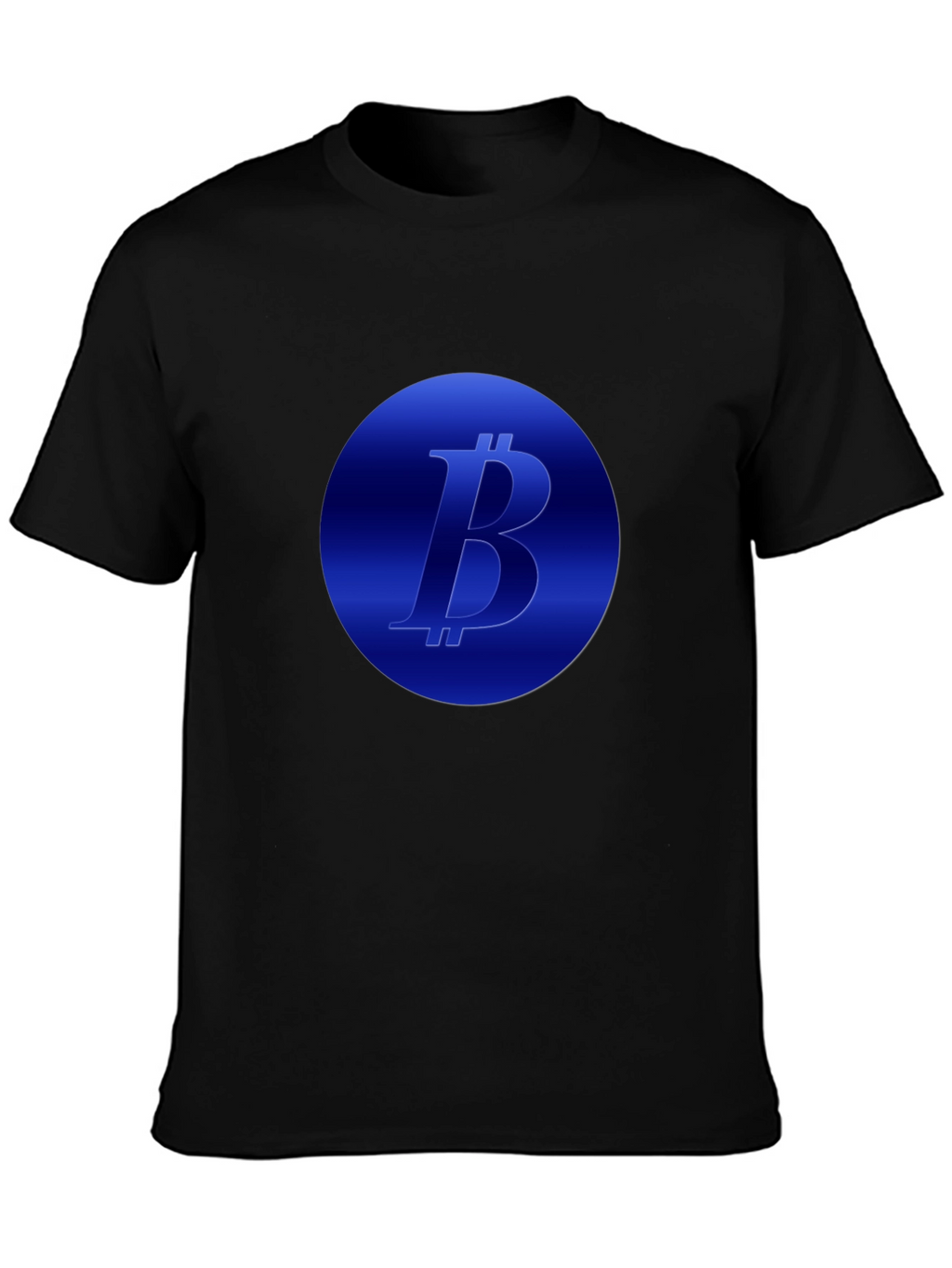 Camiseta Negra Bitcoin Diseño Circular Azul