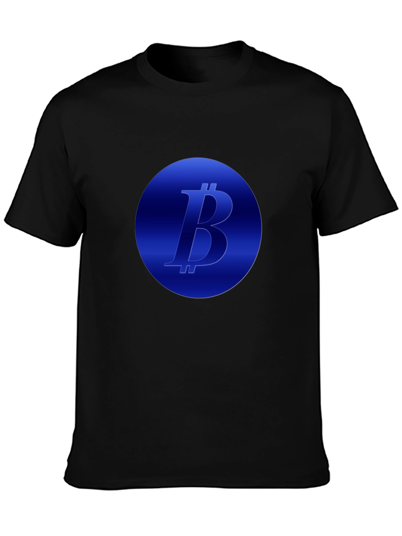Camiseta Negra Bitcoin Diseño Circular Azul