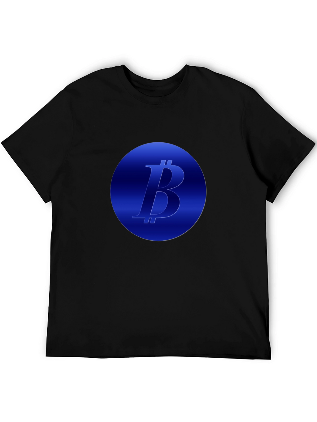 Camiseta Negra Bitcoin Diseño Circular Azul
