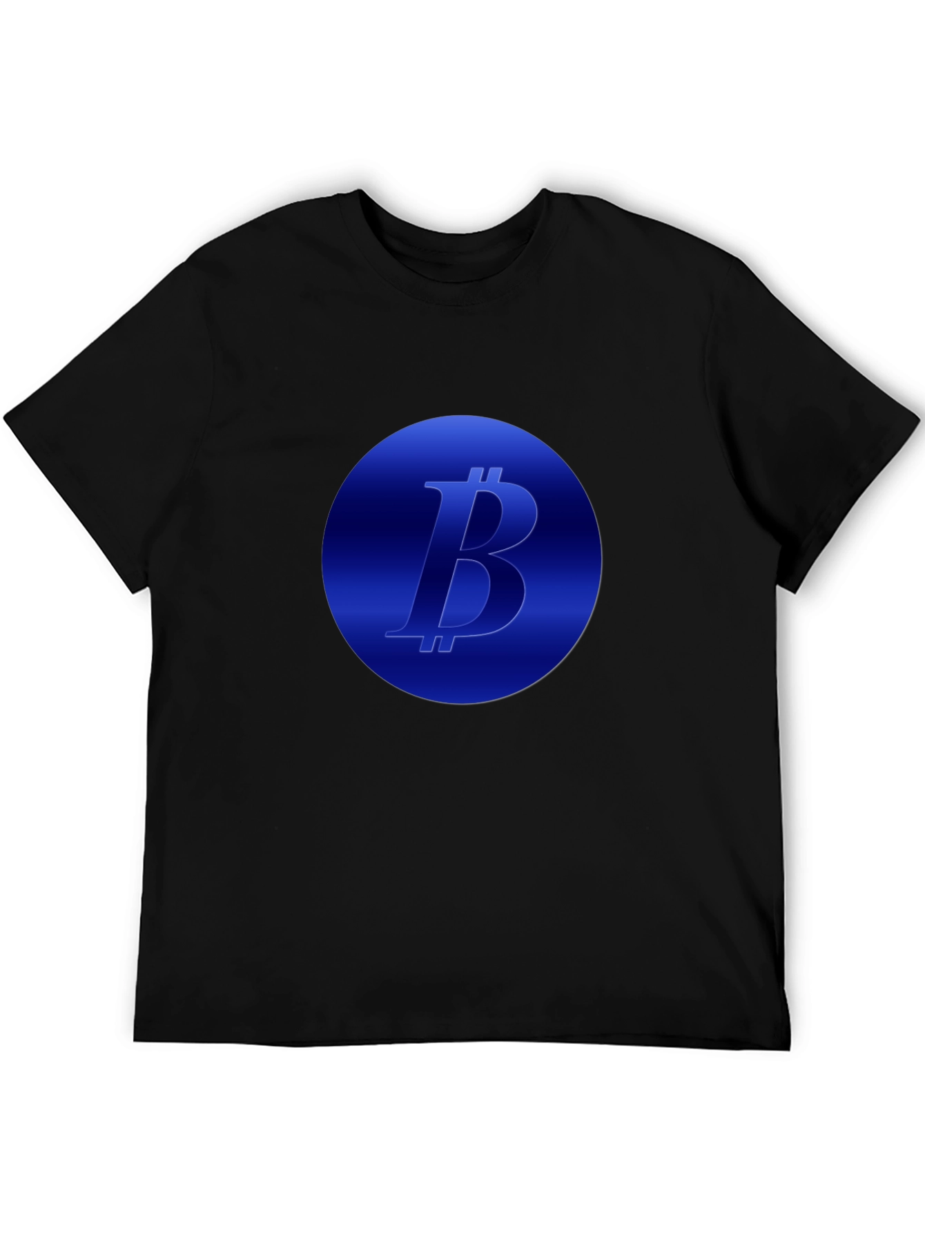 Camiseta Negra Bitcoin Diseño Circular Azul