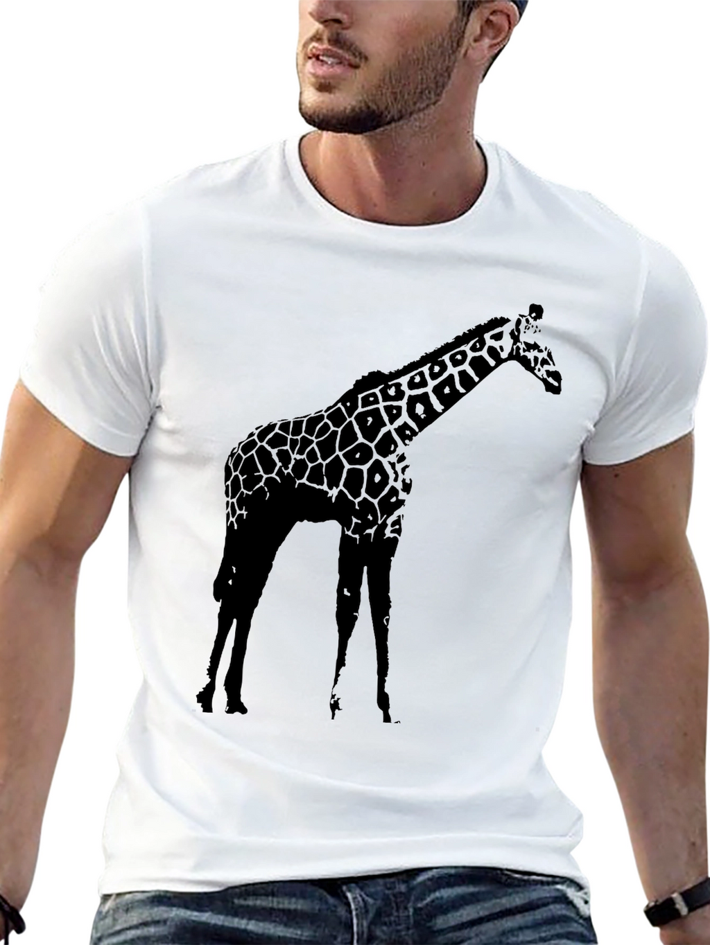 Camiseta Negra con Diseño de Jirafa