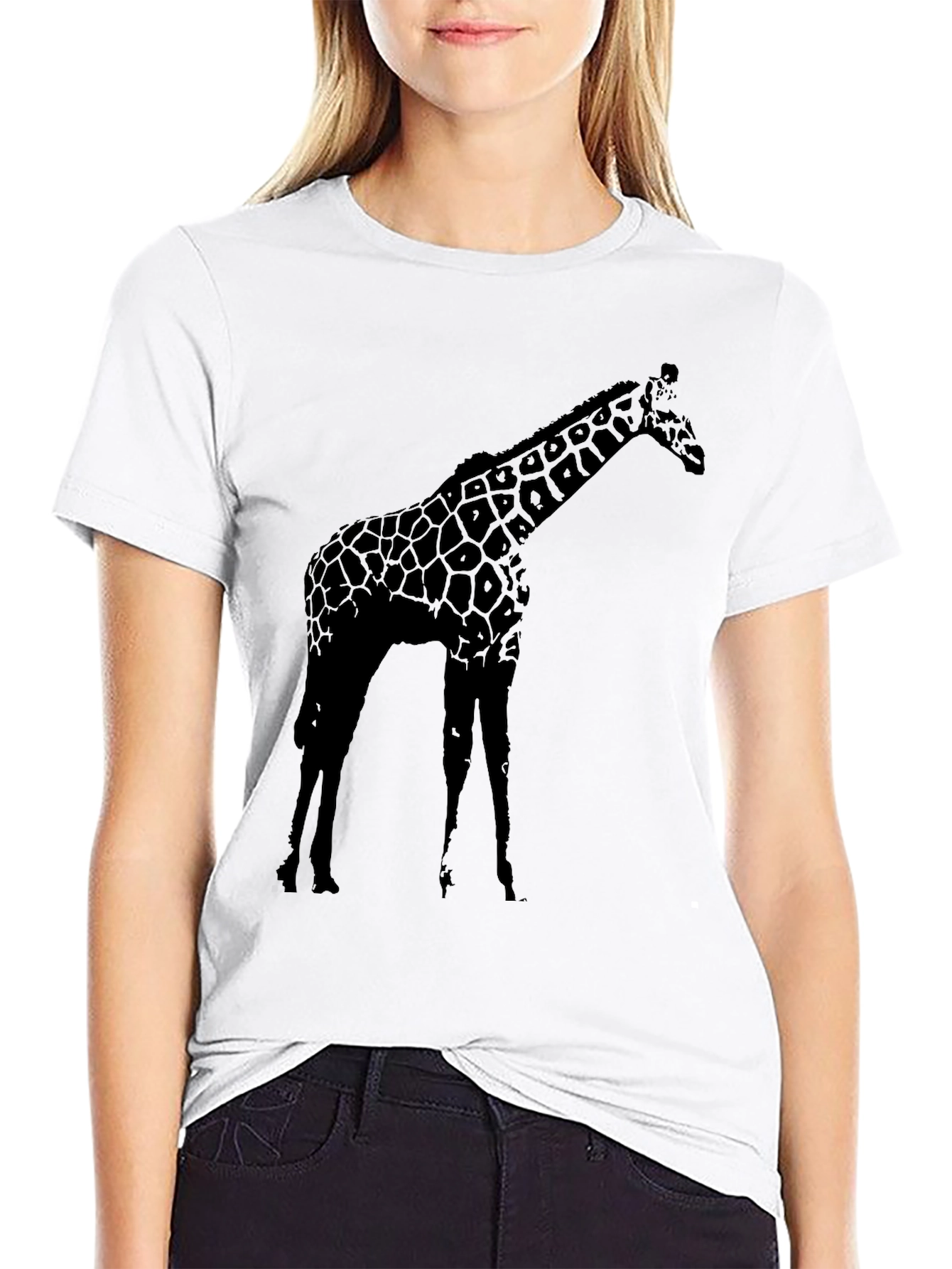 Camiseta Negra con Diseño de Jirafa