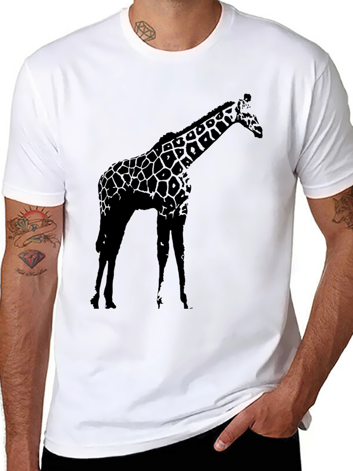 Camiseta Negra con Diseño de Jirafa