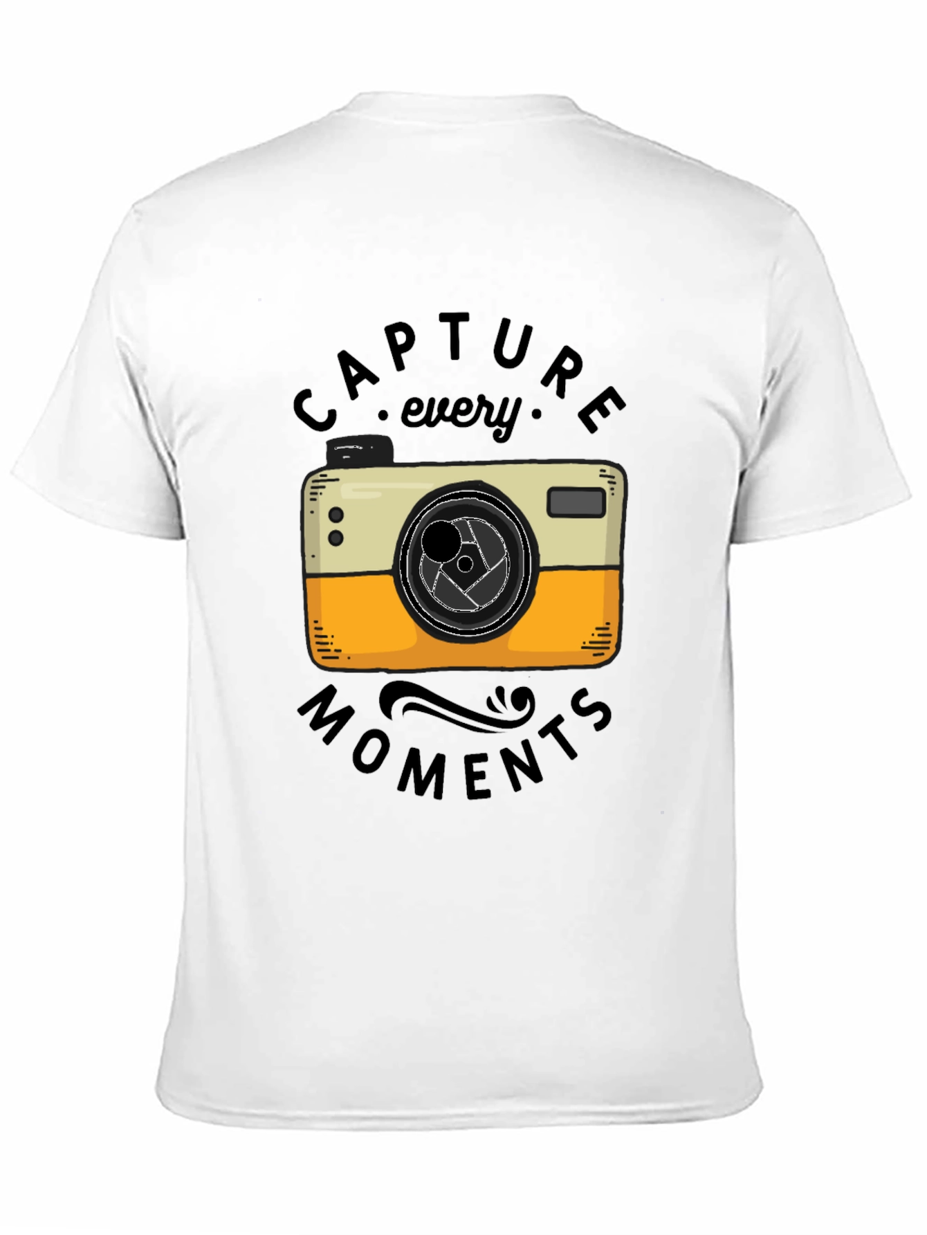 Camiseta Negra con Diseño de Cámara Fotográfica Vintage