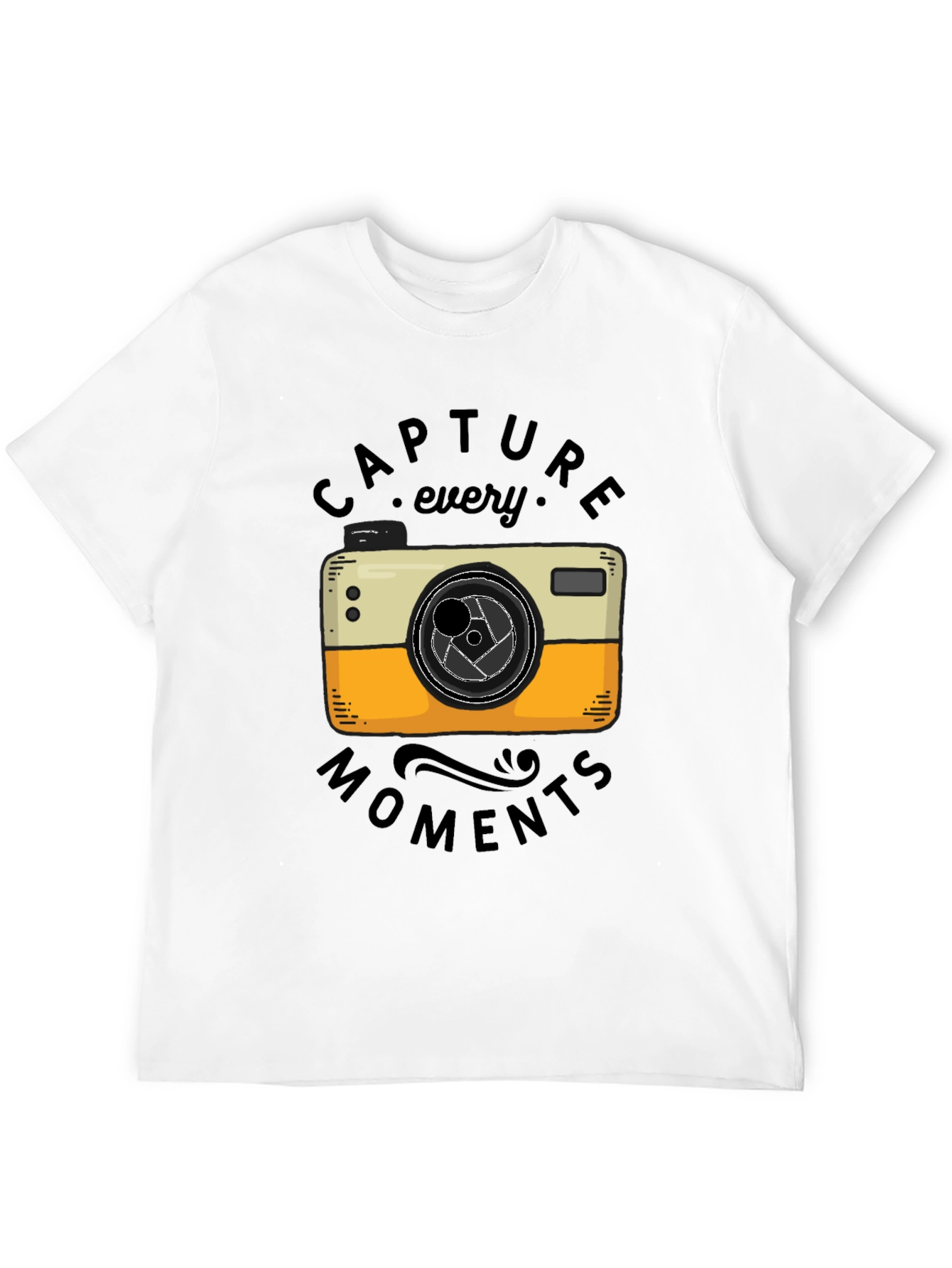 Camiseta Negra con Diseño de Cámara Fotográfica Vintage