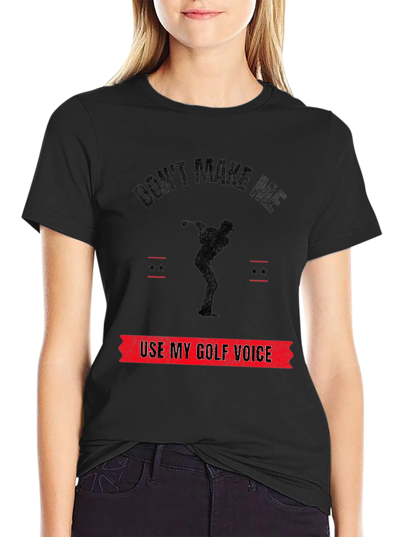 Camiseta Negra con Diseño de Golfista y Frase Divertida