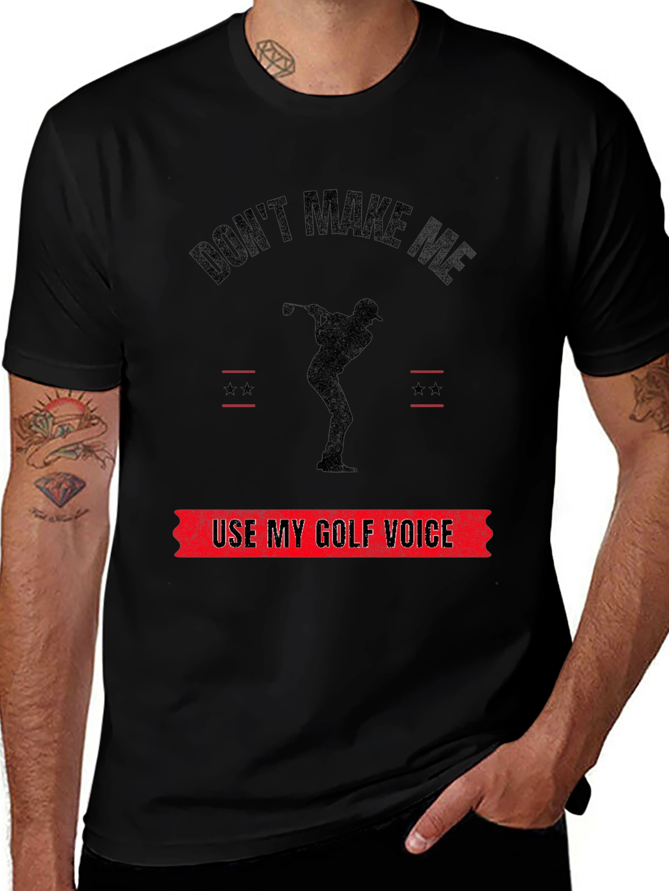 Camiseta Negra con Diseño de Golfista y Frase Divertida