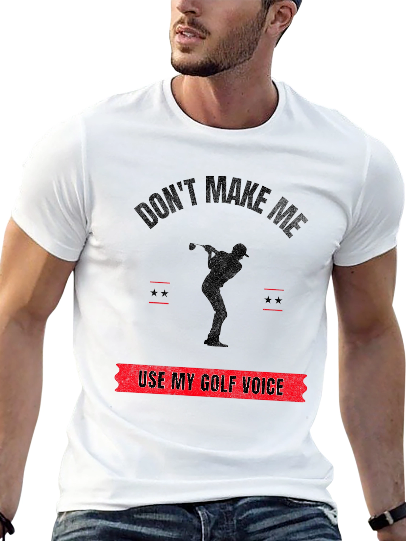 Camiseta Negra con Diseño de Golfista y Frase Divertida