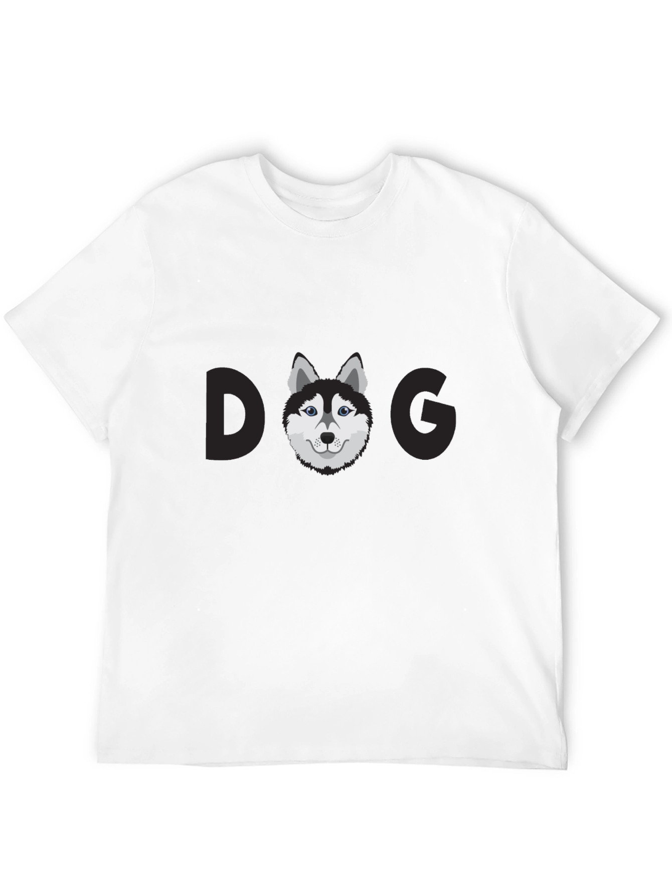 Camiseta Negra con Diseño de Perro Husky