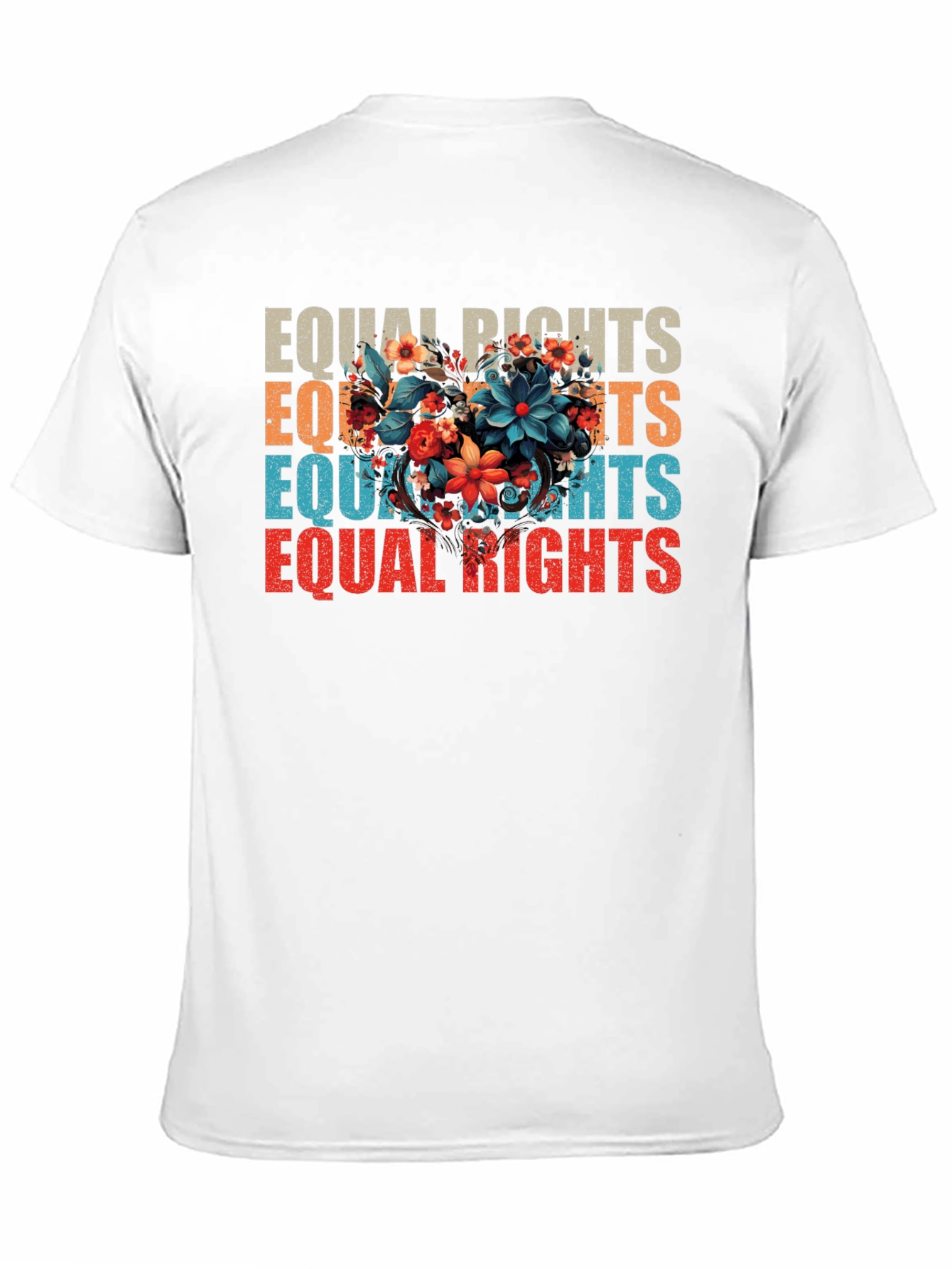 Camiseta Derechos Iguales con Diseño Floral Vintage
