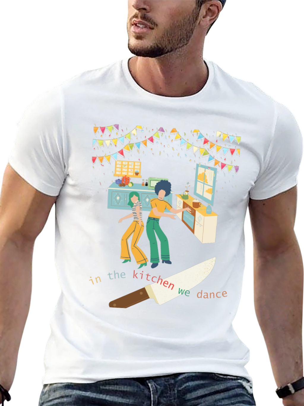 Camiseta Negra con Diseño de Cocina Bailarina
