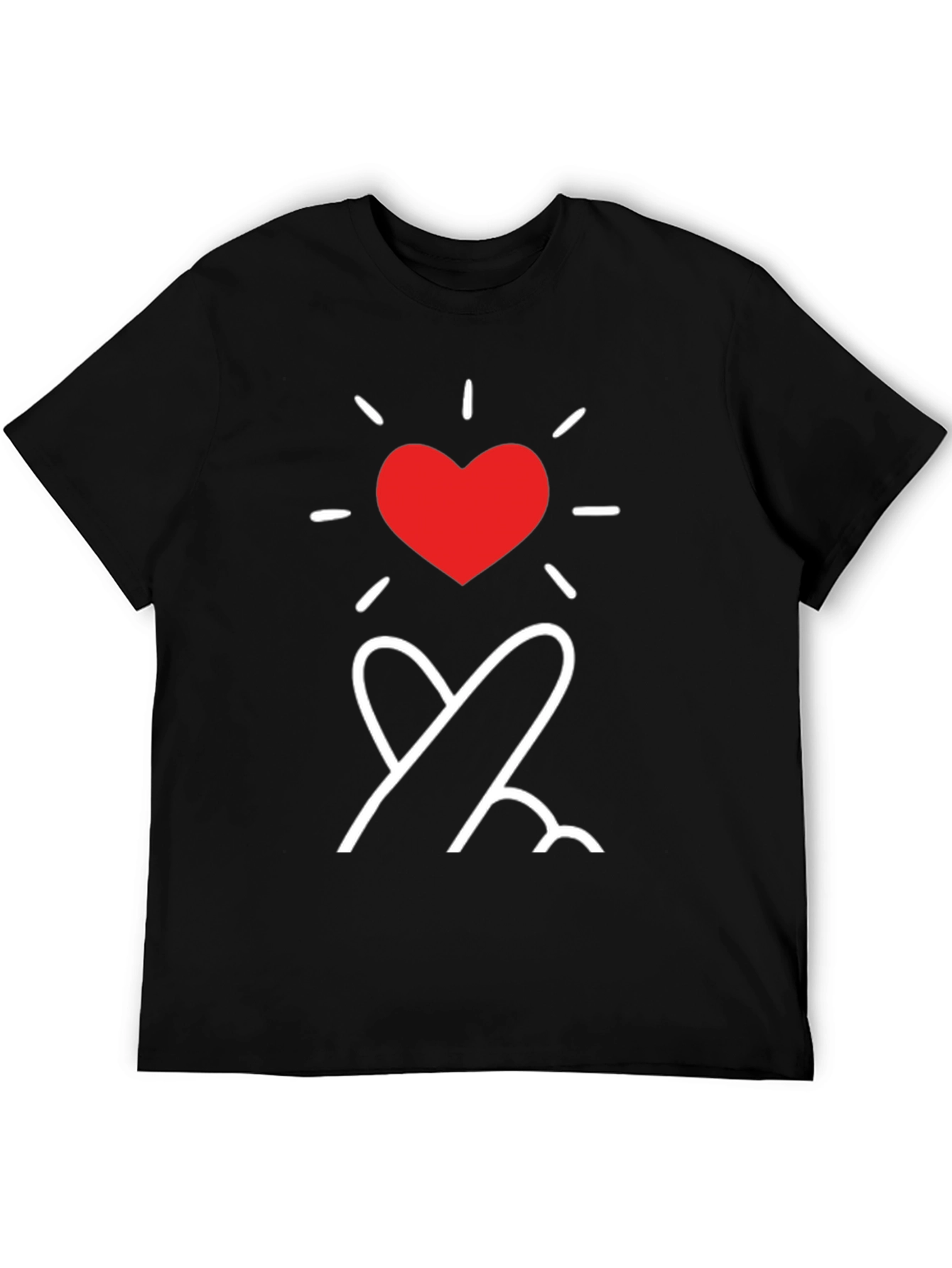 Camiseta Negra con Diseño de Corazón Coreano