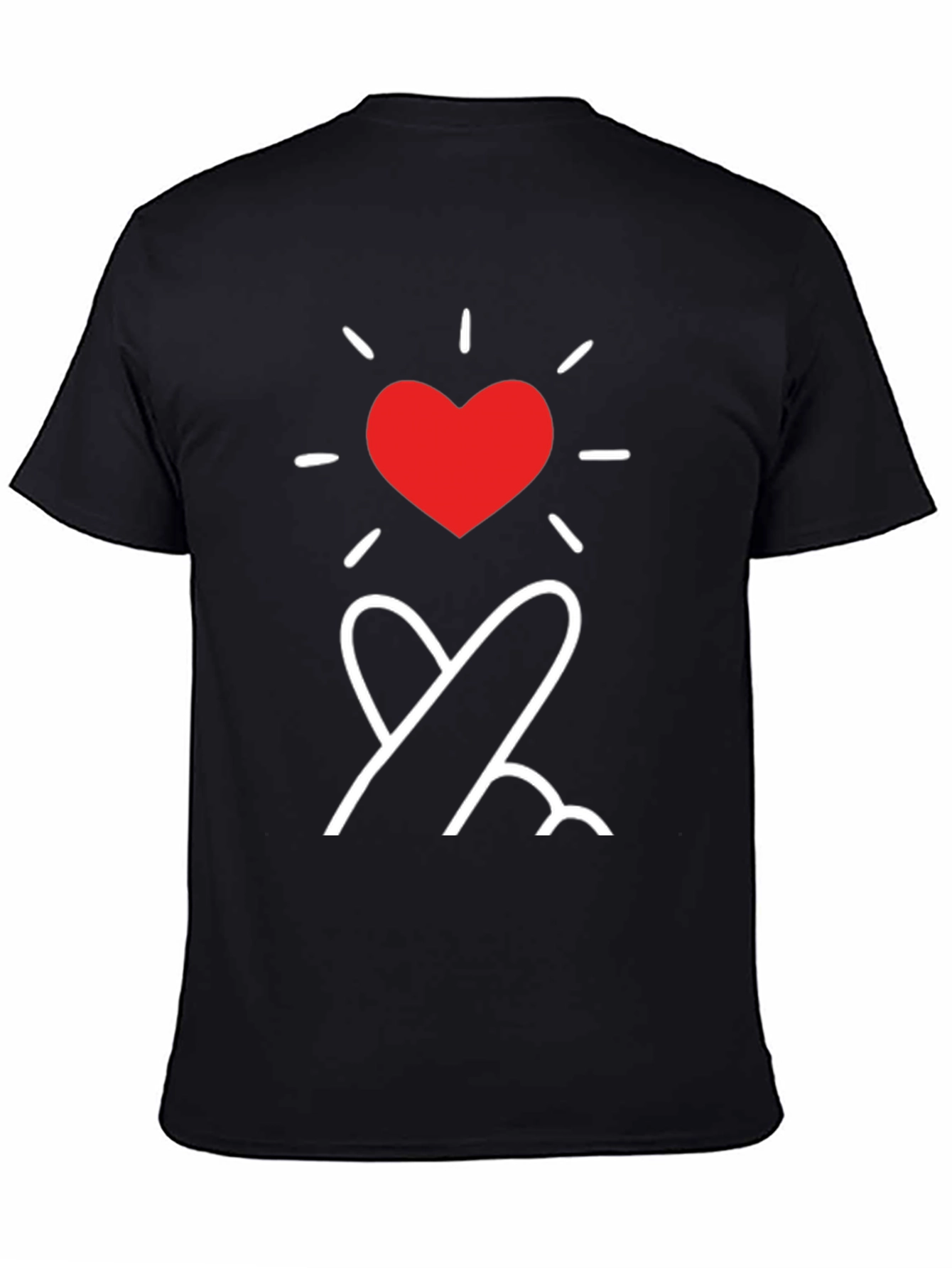 Camiseta Negra con Diseño de Corazón Coreano