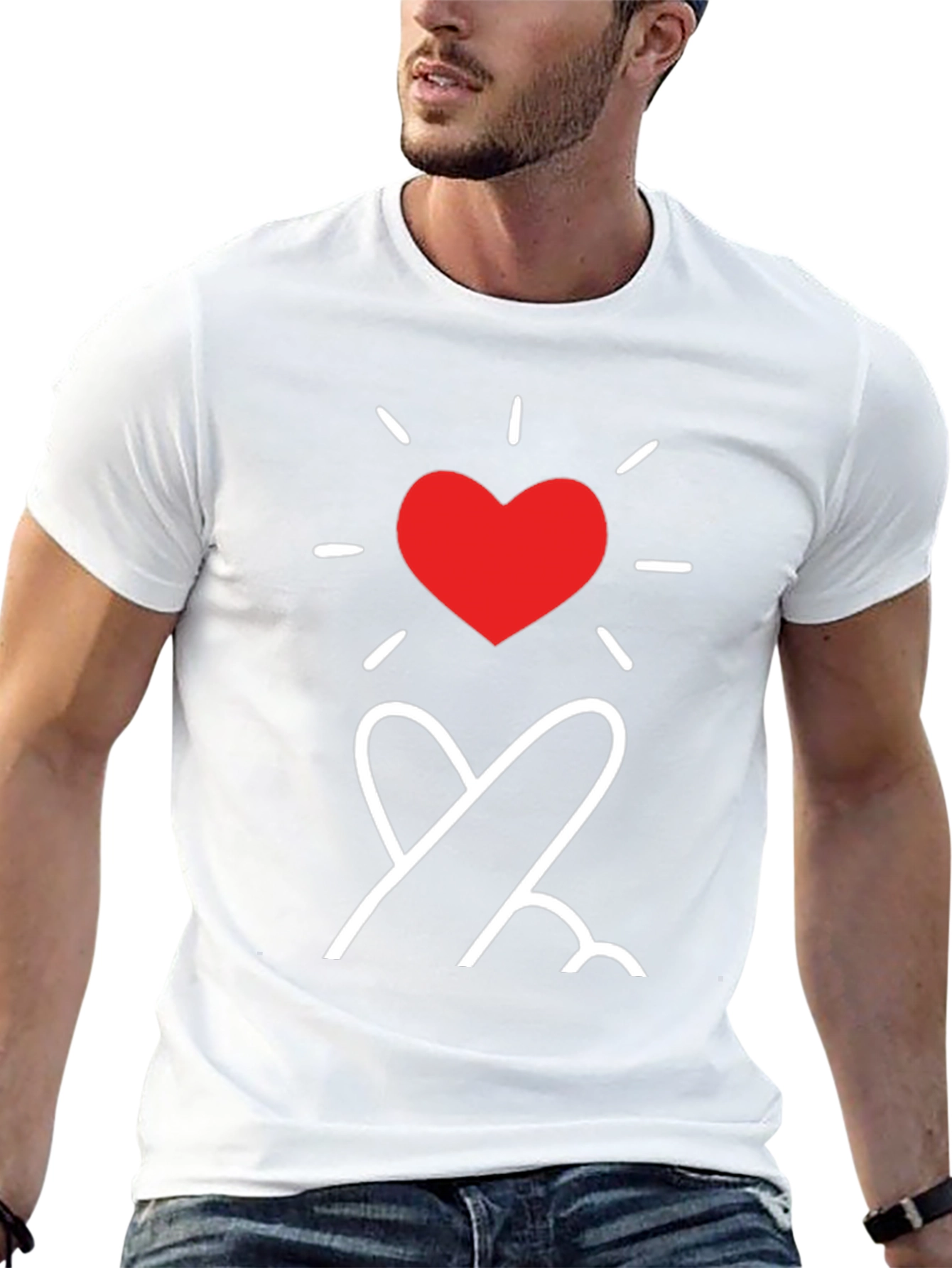 Camiseta Negra con Diseño de Corazón Coreano