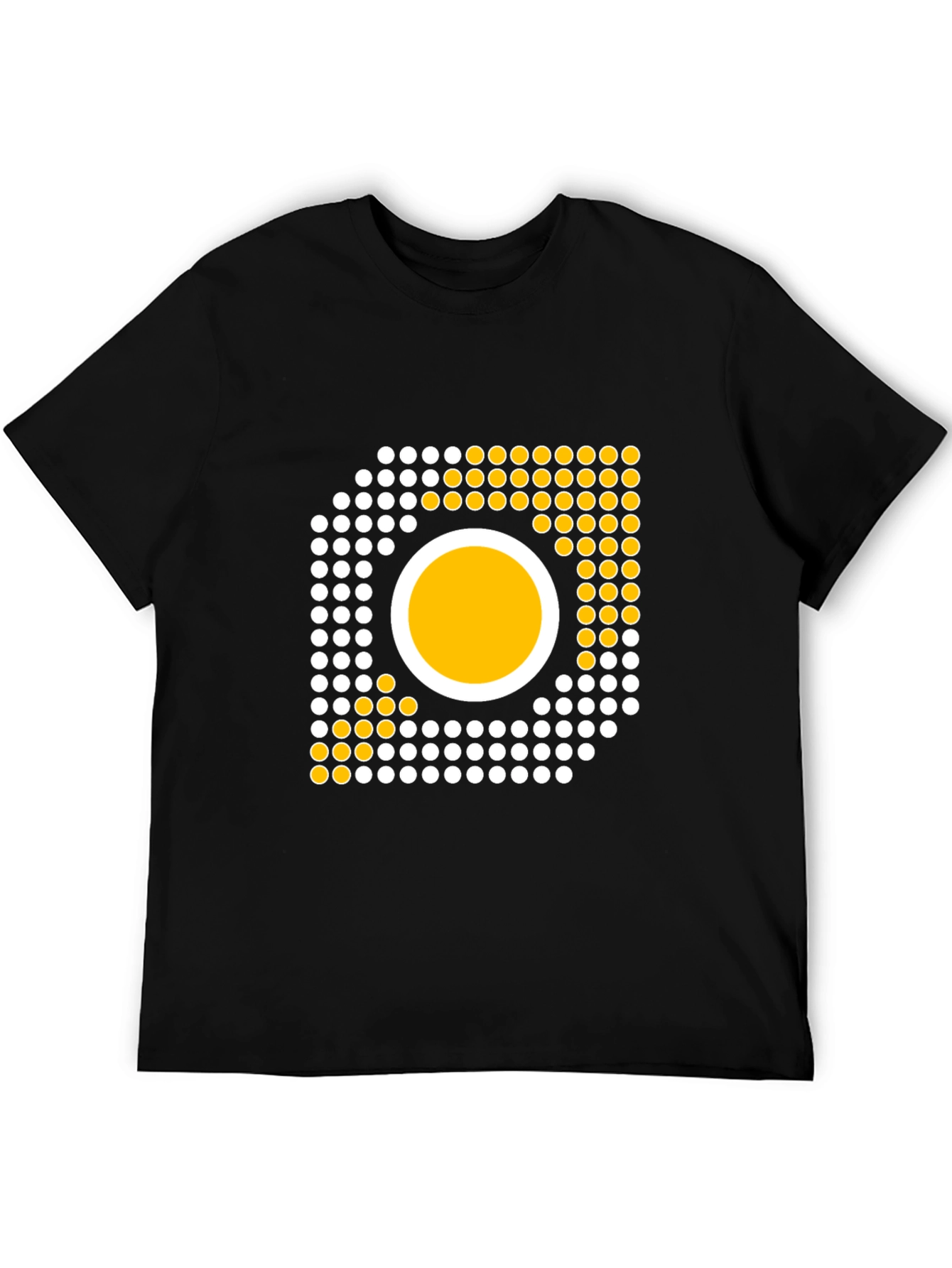 Camiseta Negra con Diseño Abstracto de Círculos