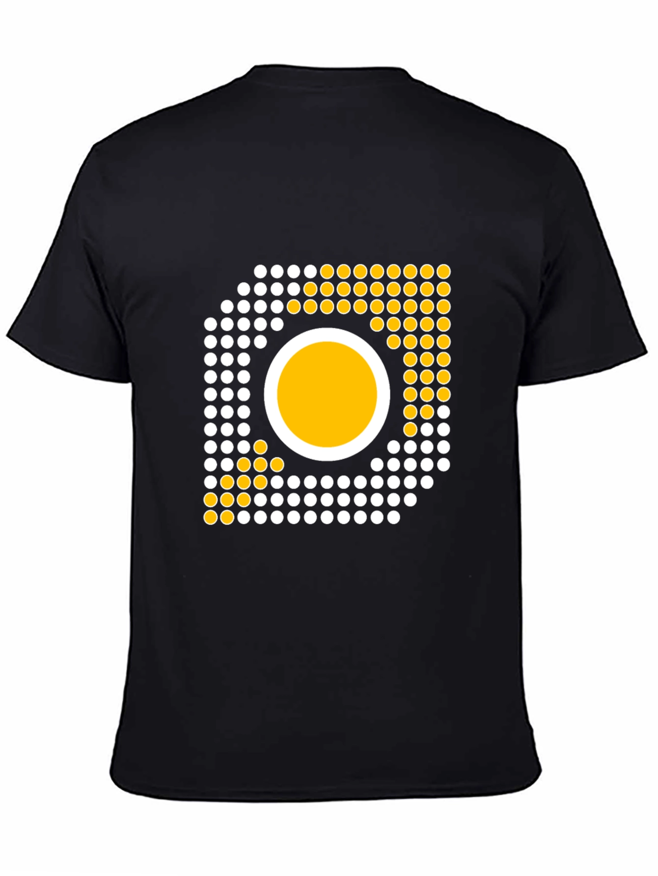 Camiseta Negra con Diseño Abstracto de Círculos