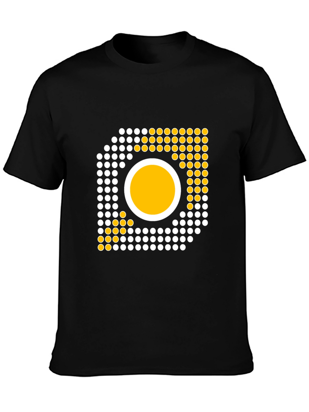 Camiseta Negra con Diseño Abstracto de Círculos