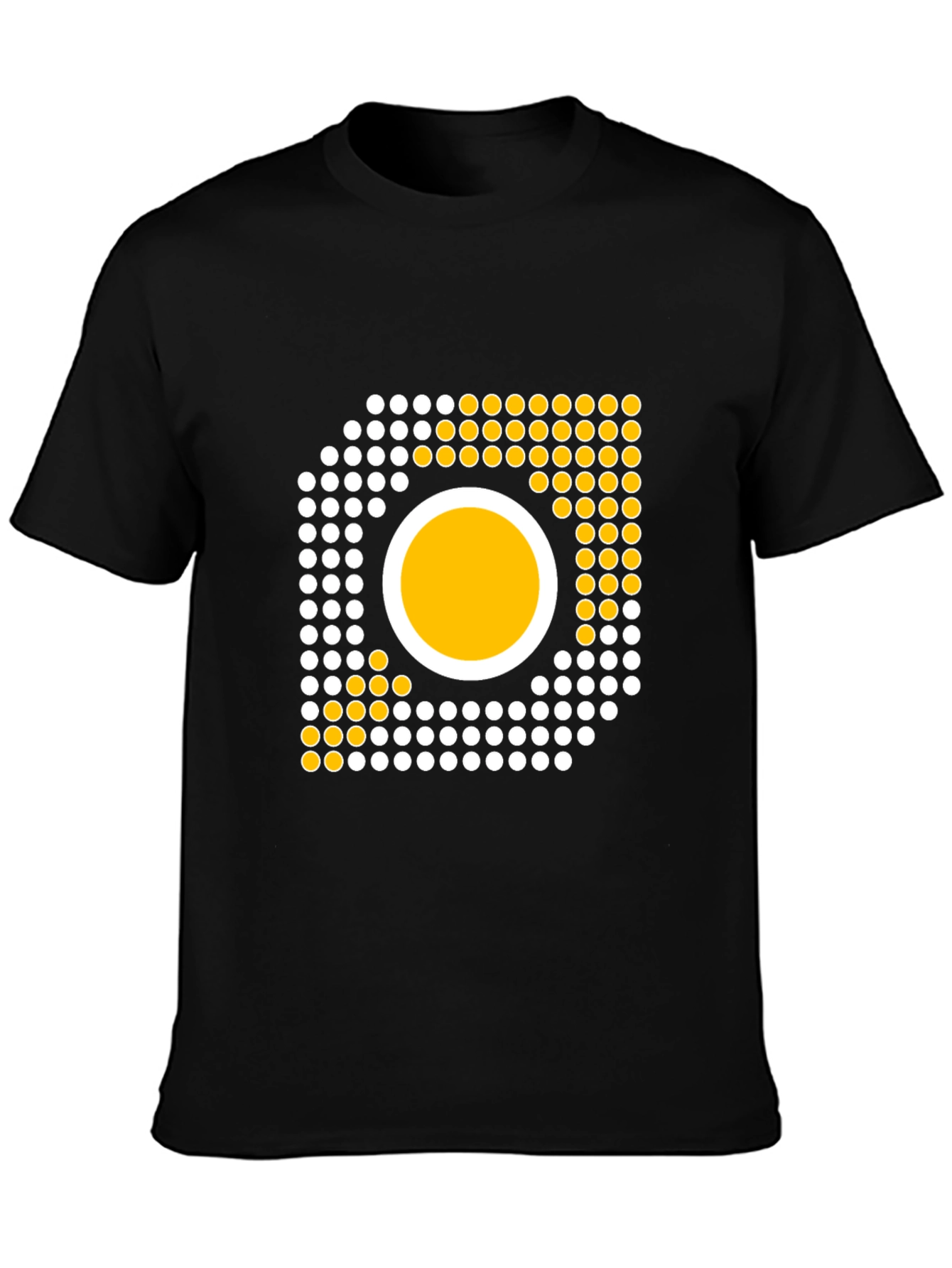 Camiseta Negra con Diseño Abstracto de Círculos