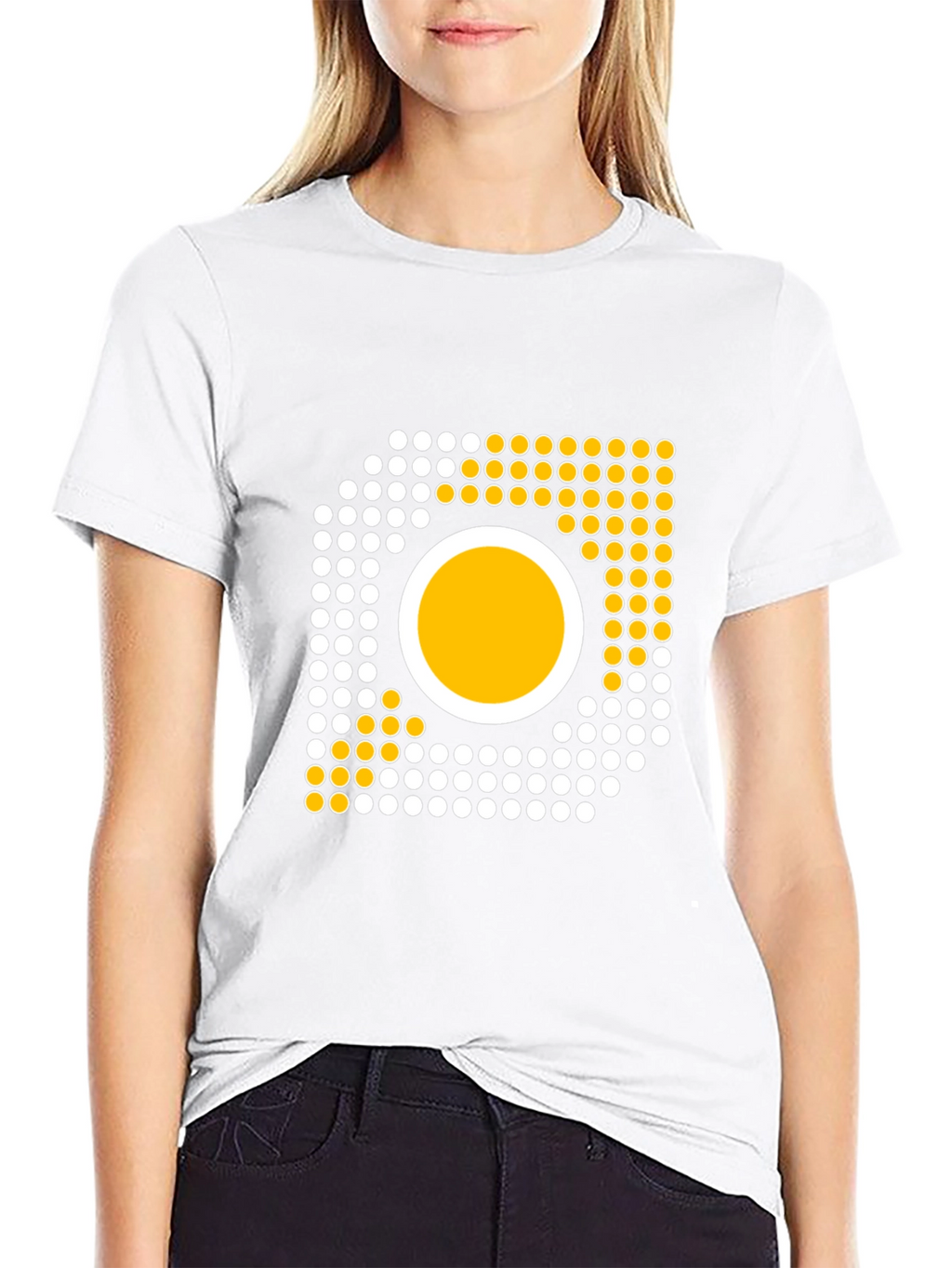 Camiseta Negra con Diseño Abstracto de Círculos