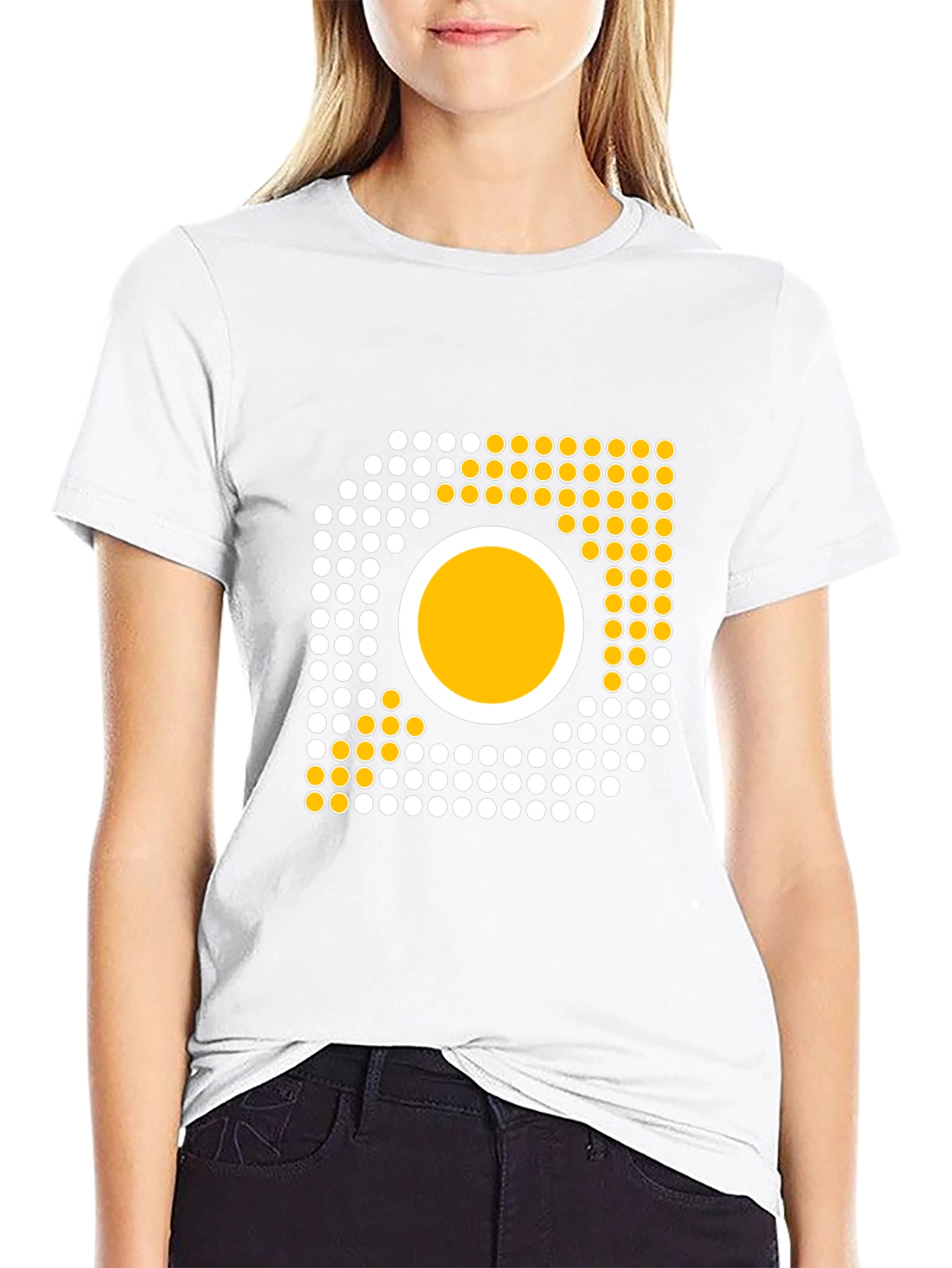Camiseta Negra con Diseño Abstracto de Círculos