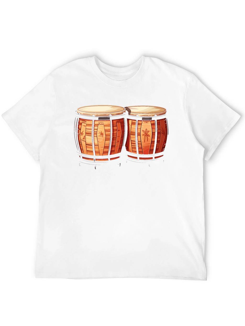 Camiseta Negra con Diseño de Bongos Tropicales