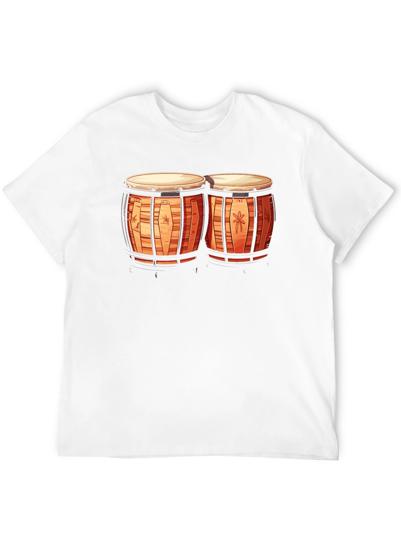 Camiseta Negra con Diseño de Bongos Tropicales