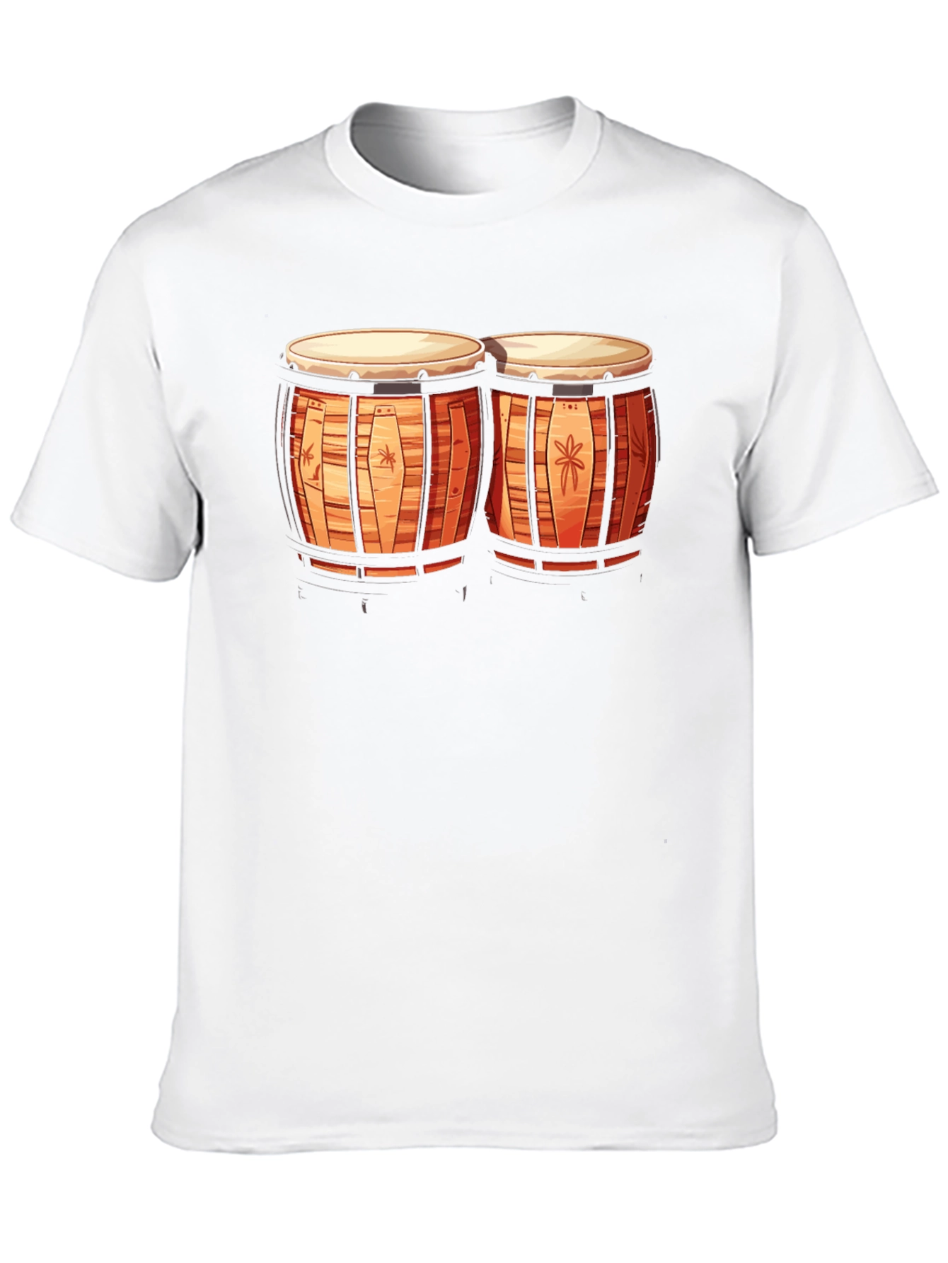 Camiseta Negra con Diseño de Bongos Tropicales