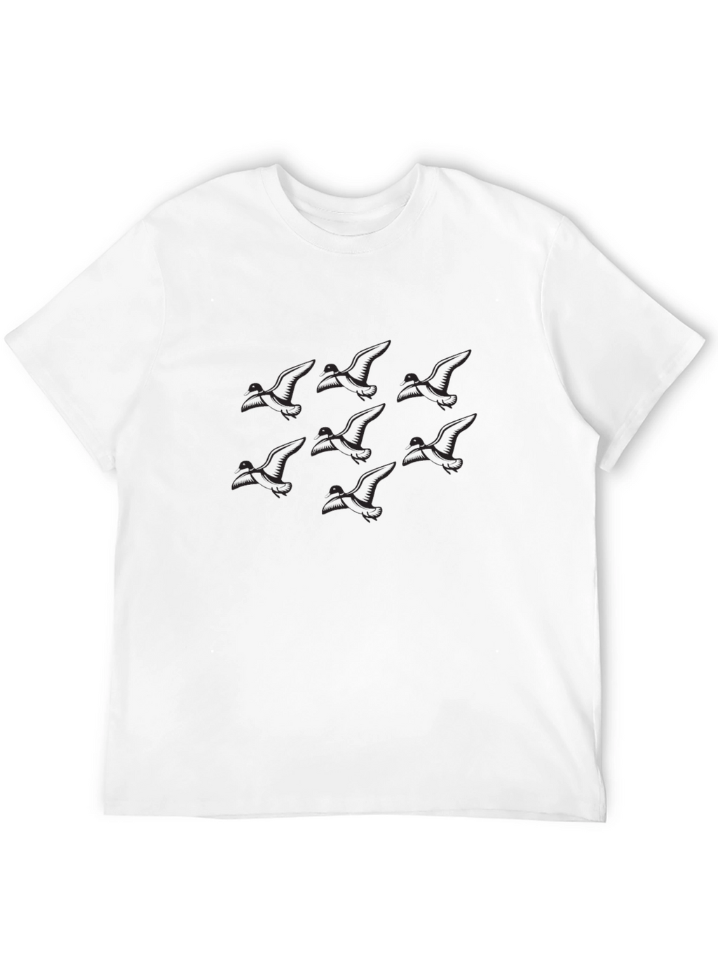 Camiseta Negra con Diseño de Gaviotas