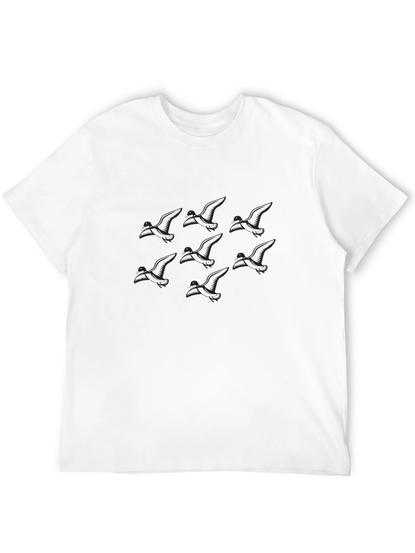 Camiseta Negra con Diseño de Gaviotas