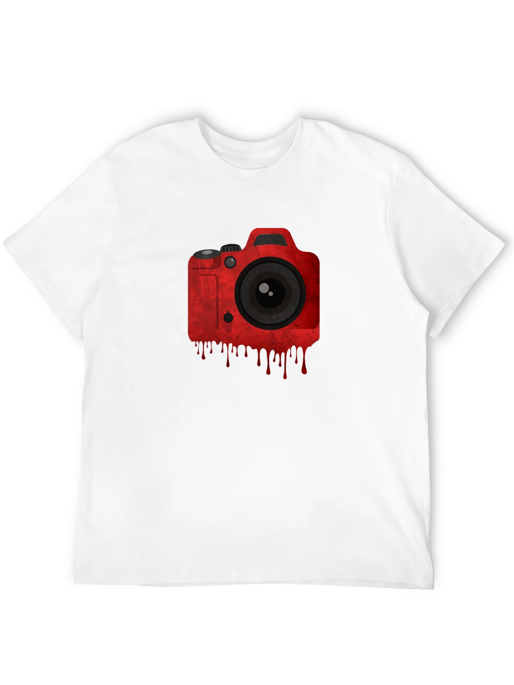 Camiseta Negra con Diseño de Cámara Roja