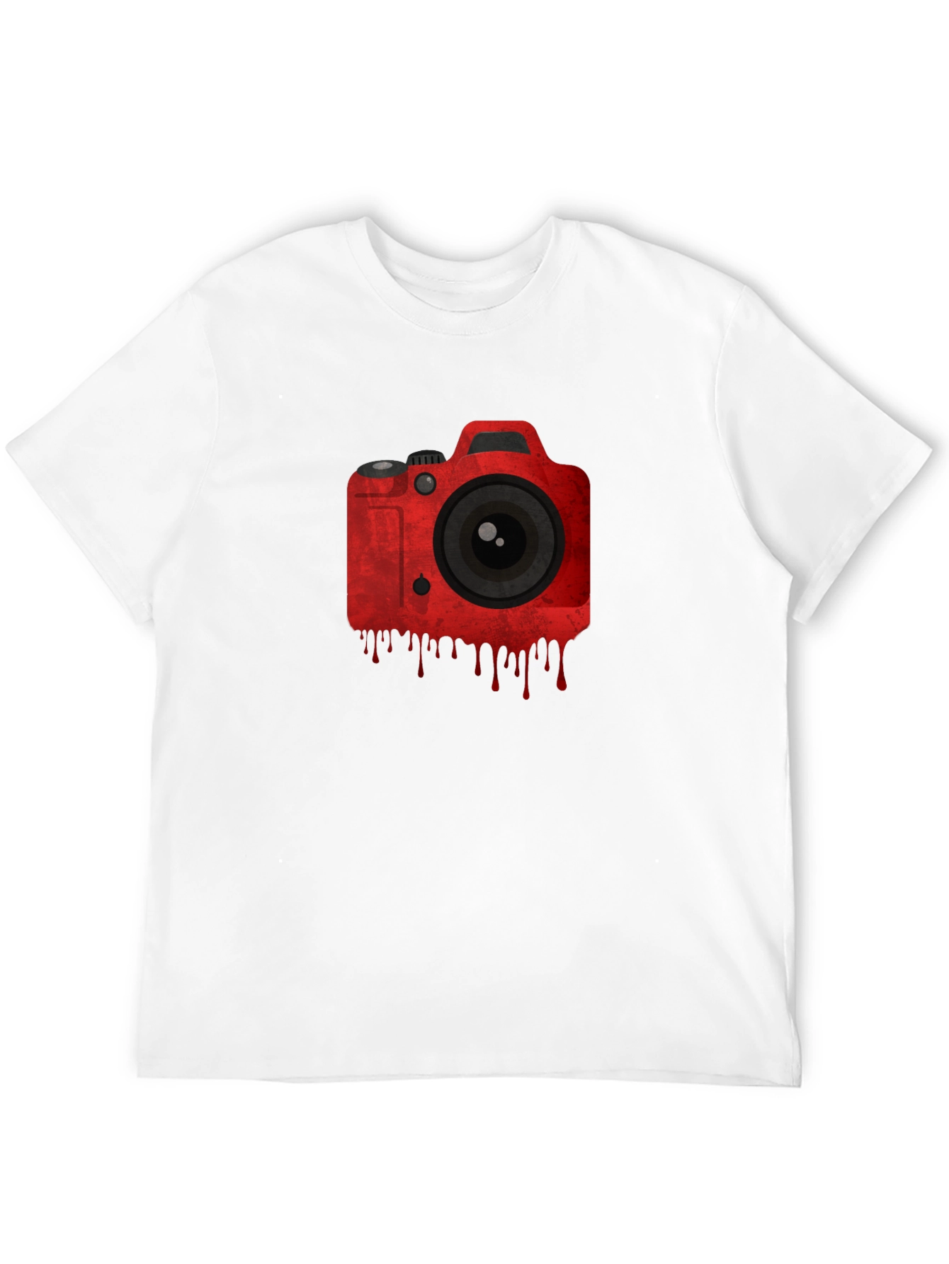 Camiseta Negra con Diseño de Cámara Roja