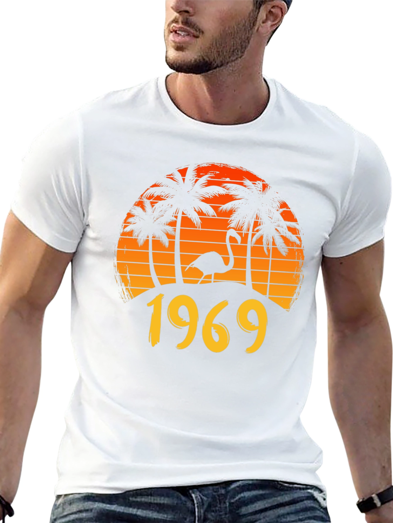 Camiseta Hombre Vintage 1969 Atardecer Tropical