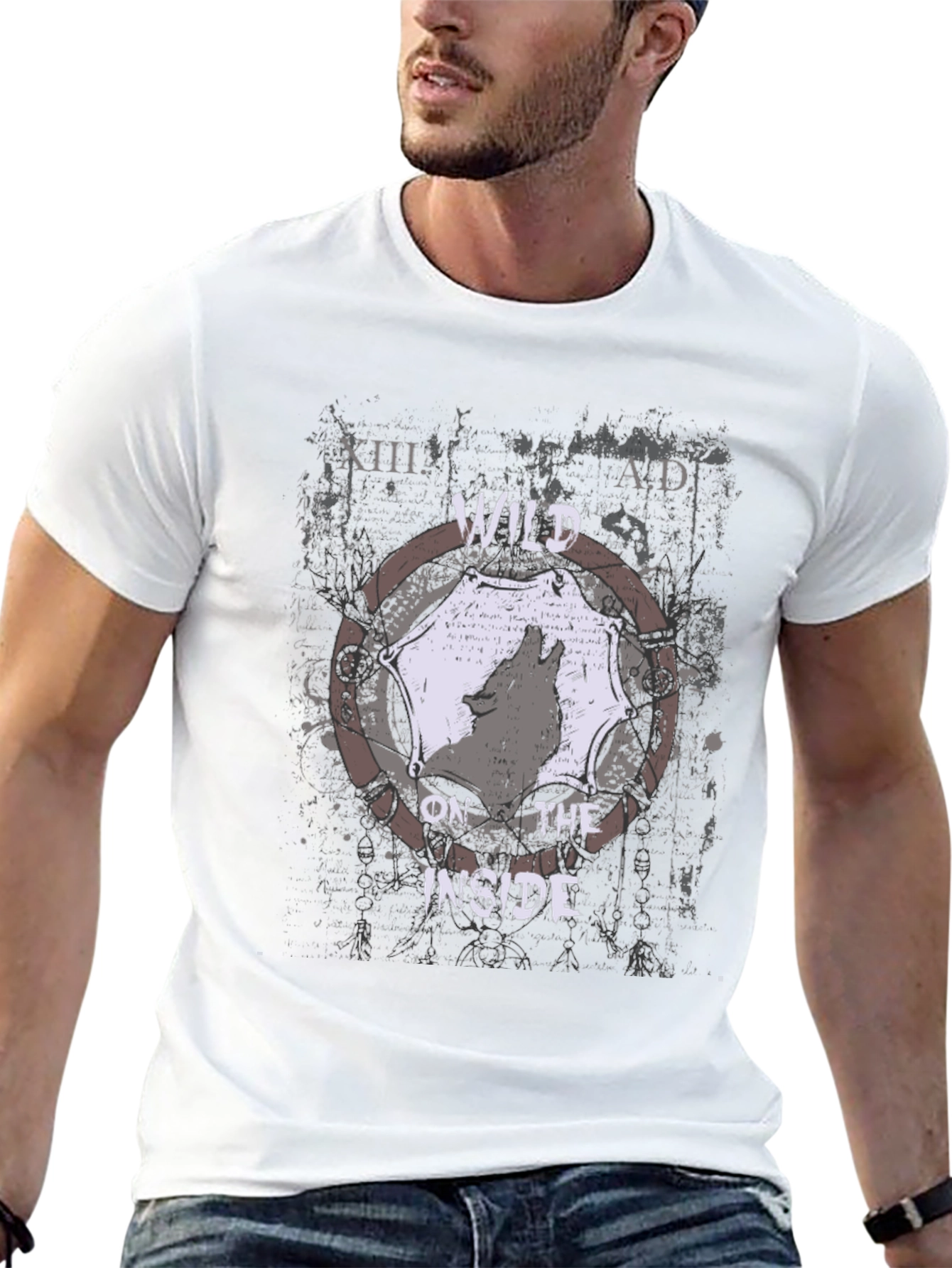 Camiseta Negra con Diseño de Lobo Aullando