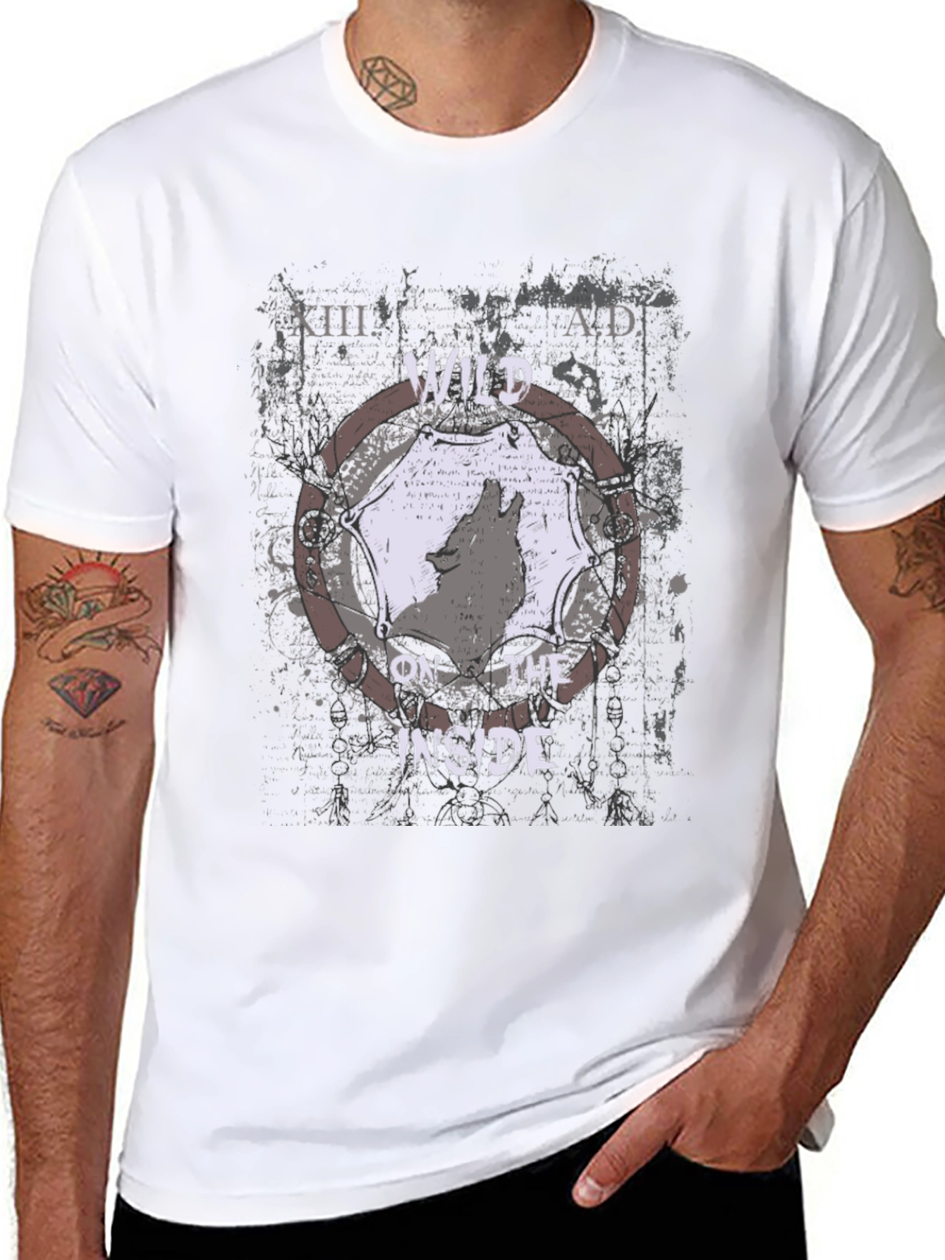 Camiseta Negra con Diseño de Lobo Aullando