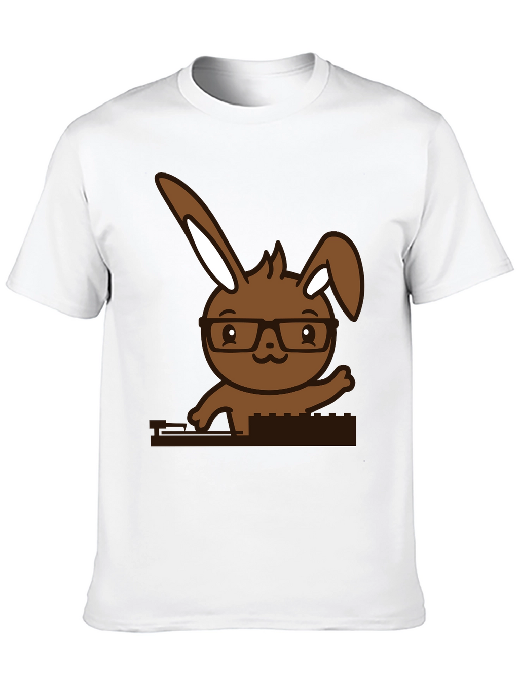 Camiseta Negra con Conejo Nerd