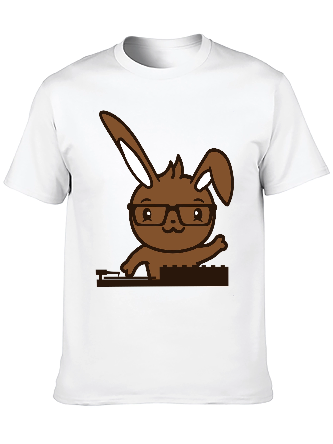Camiseta Negra con Conejo Nerd