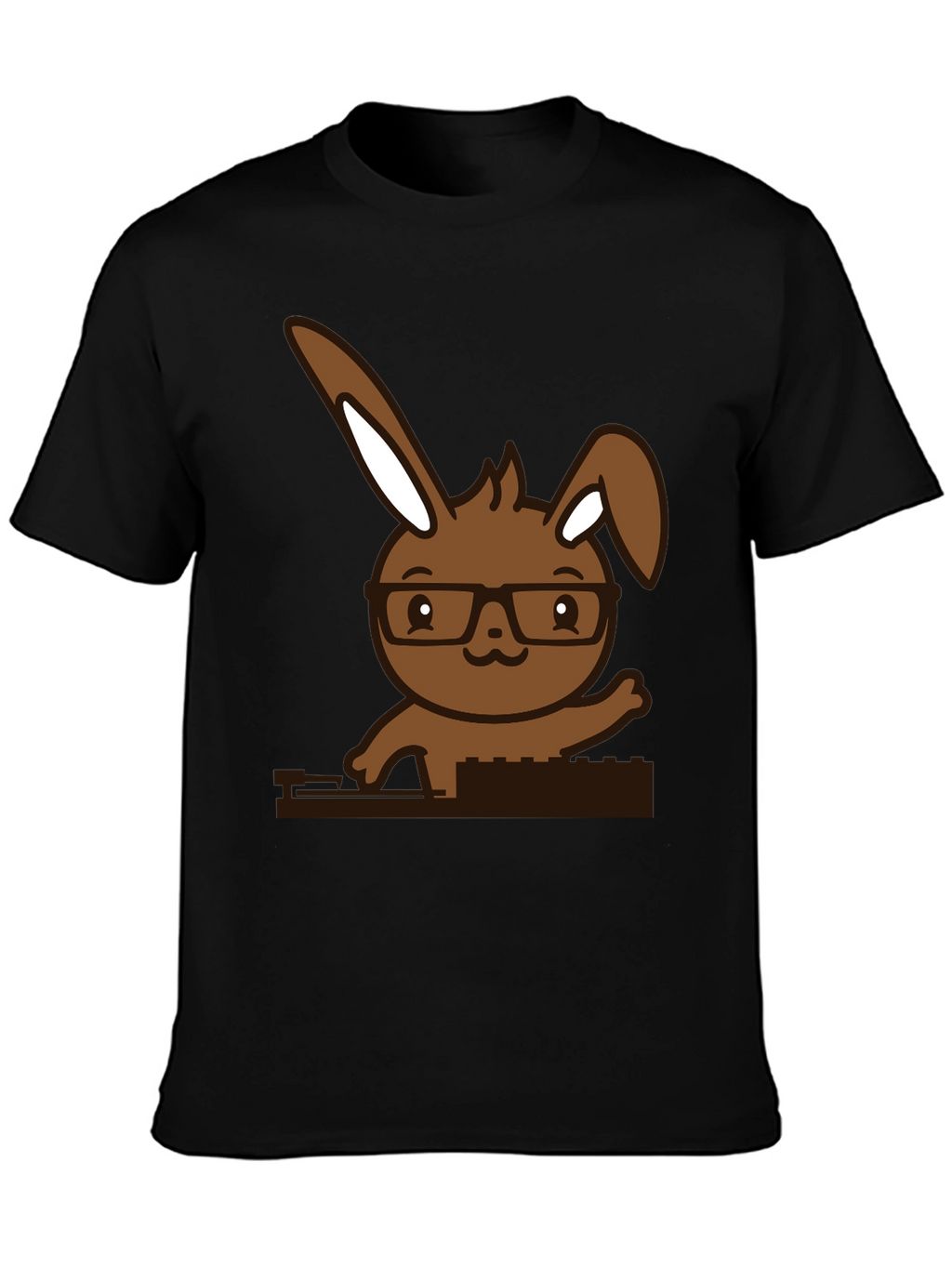 Camiseta Negra con Conejo Nerd
