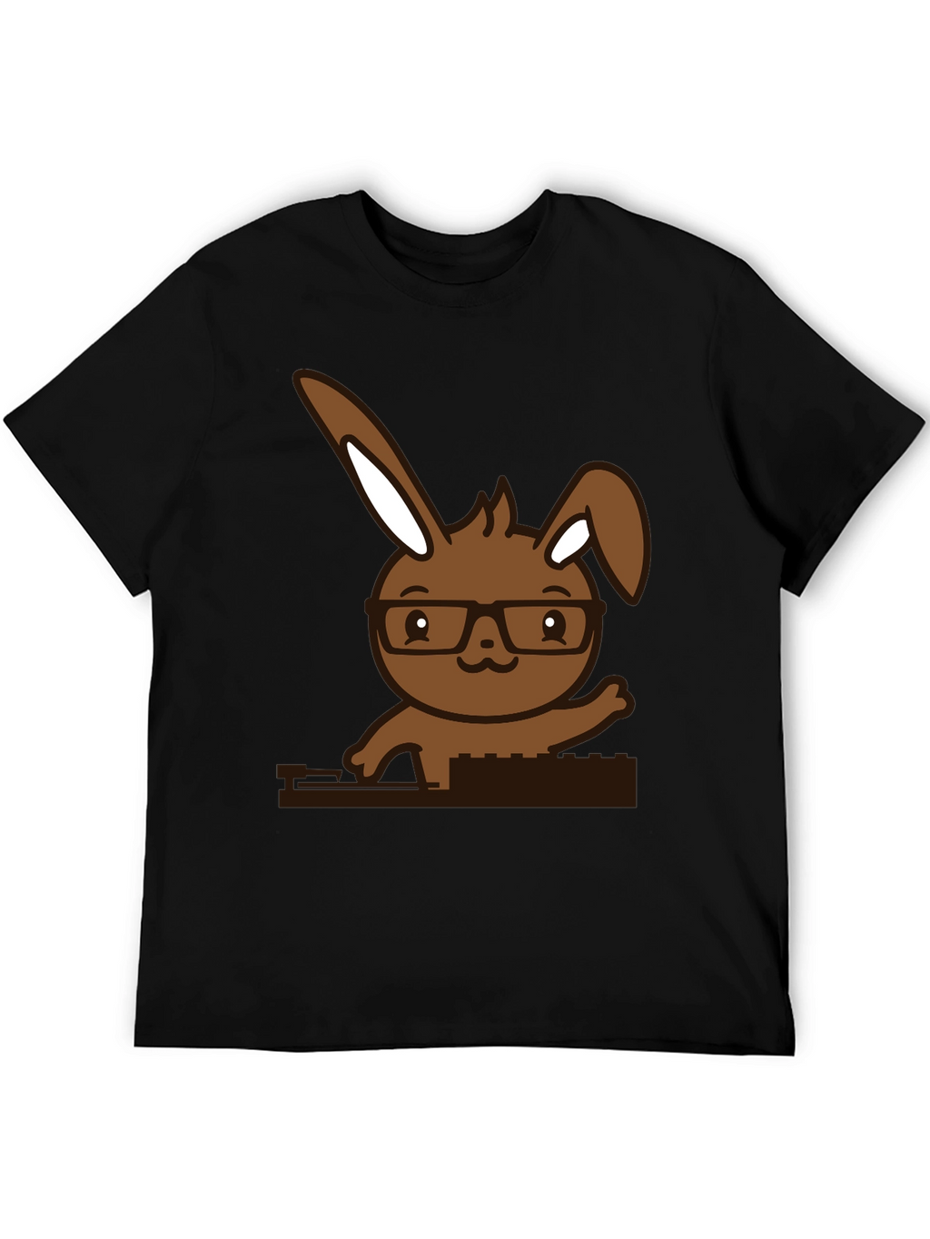 Camiseta Negra con Conejo Nerd