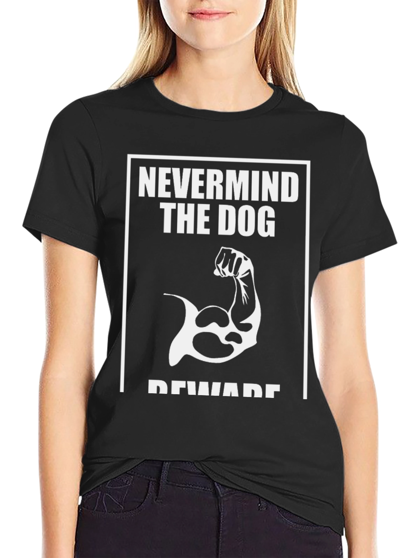 Camiseta Negra - Cuidado con el Perro Musculoso