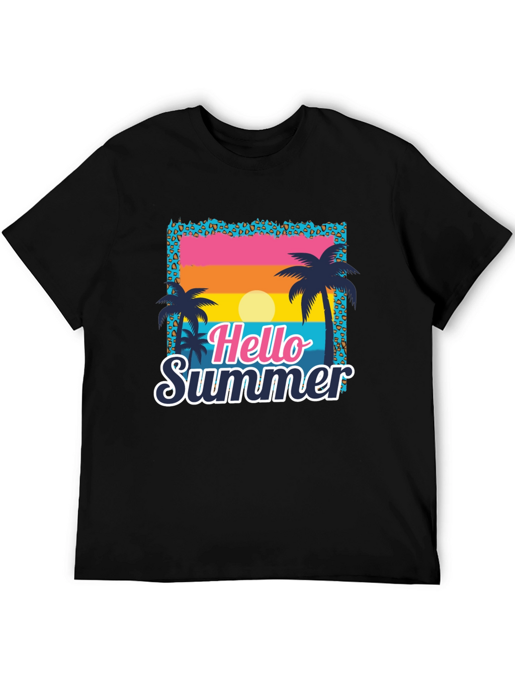 Camiseta Hello Summer con Estampado Tropical